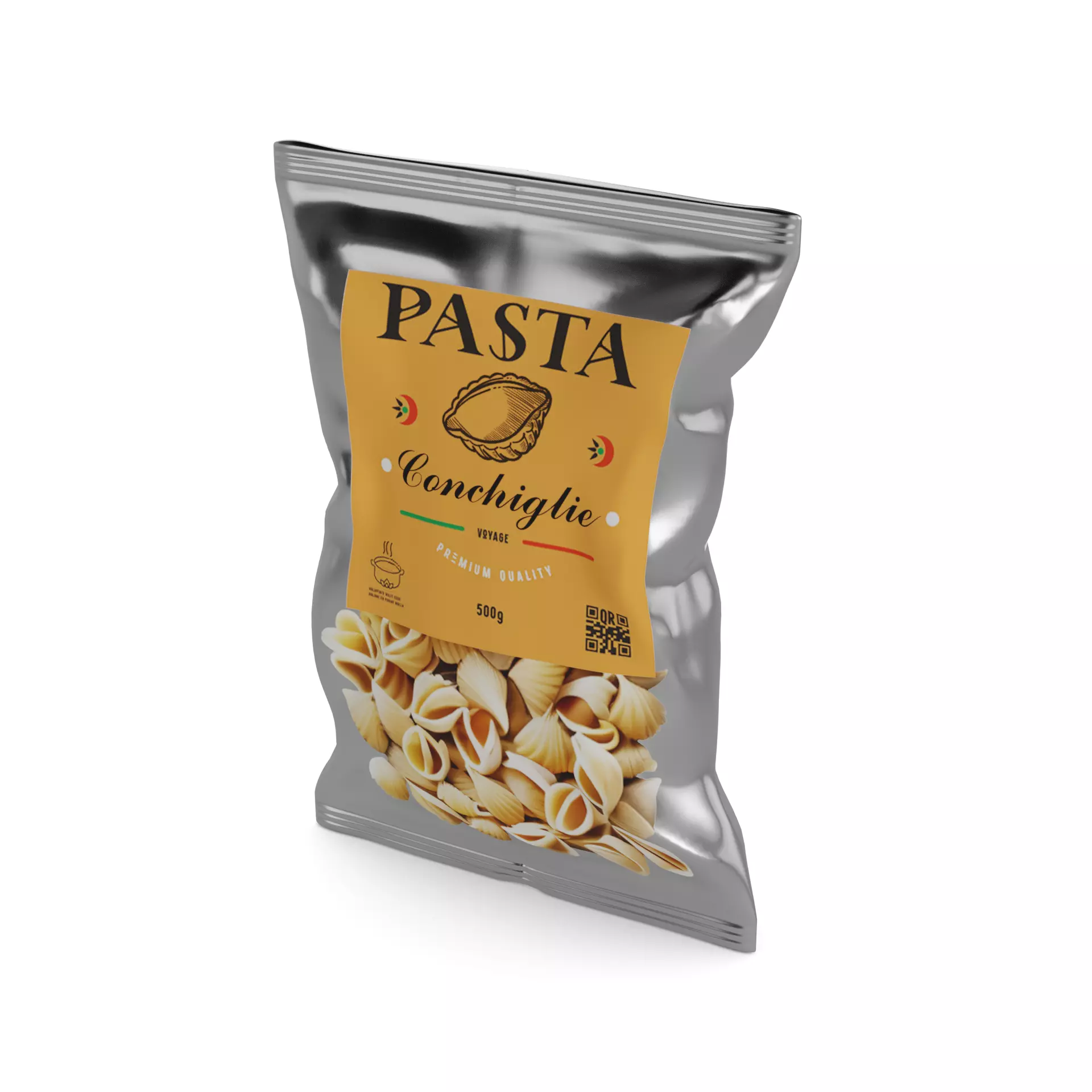 Penne fusilli macaroni vermicelli shells and shapes Conchigli... 3D model_0