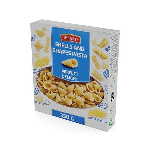 Penne fusilli macaroni vermicelli shells and shapes Shells an... Low-poly 3D model