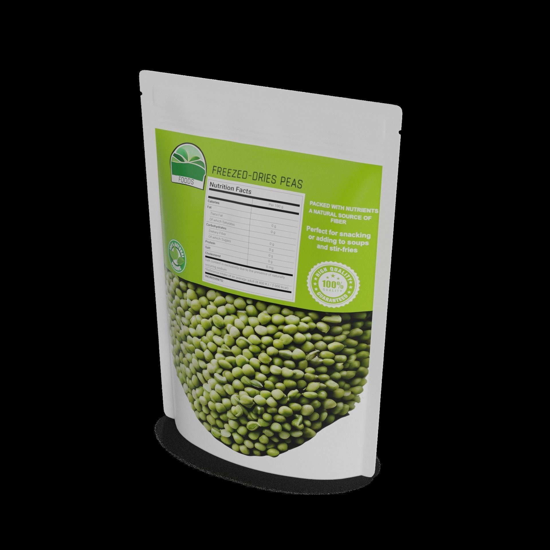Freeze dried fruits vegetables and berries Freeze Dried Peas Low-poly 3D model_1