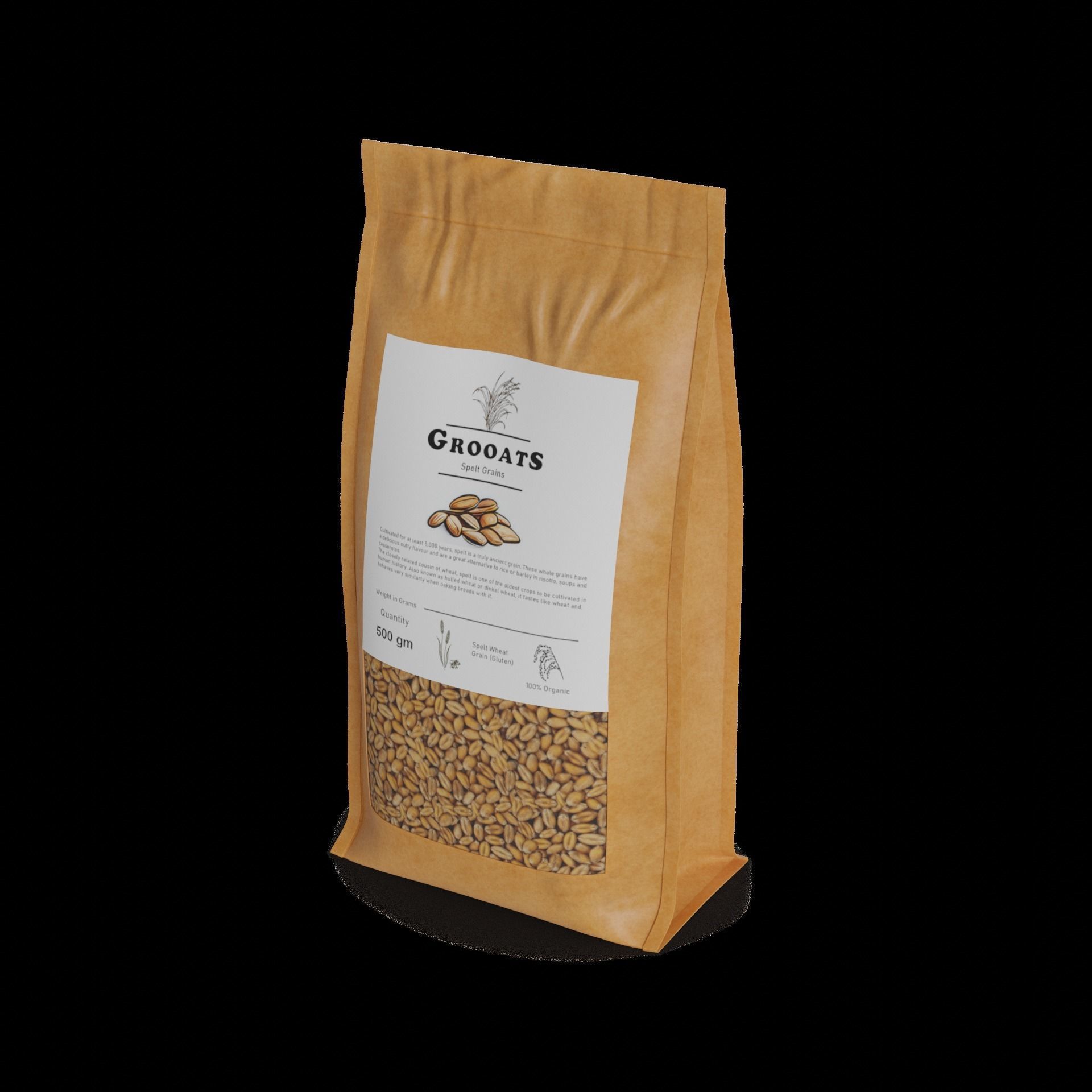 Other groats Spelt Groats Low-poly 3D model_1