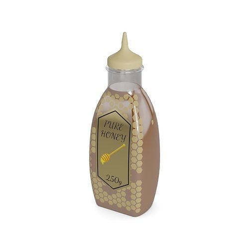 Honey Honey Squeeze Bottle with Honeycomb Graphic Low-poly 3D model