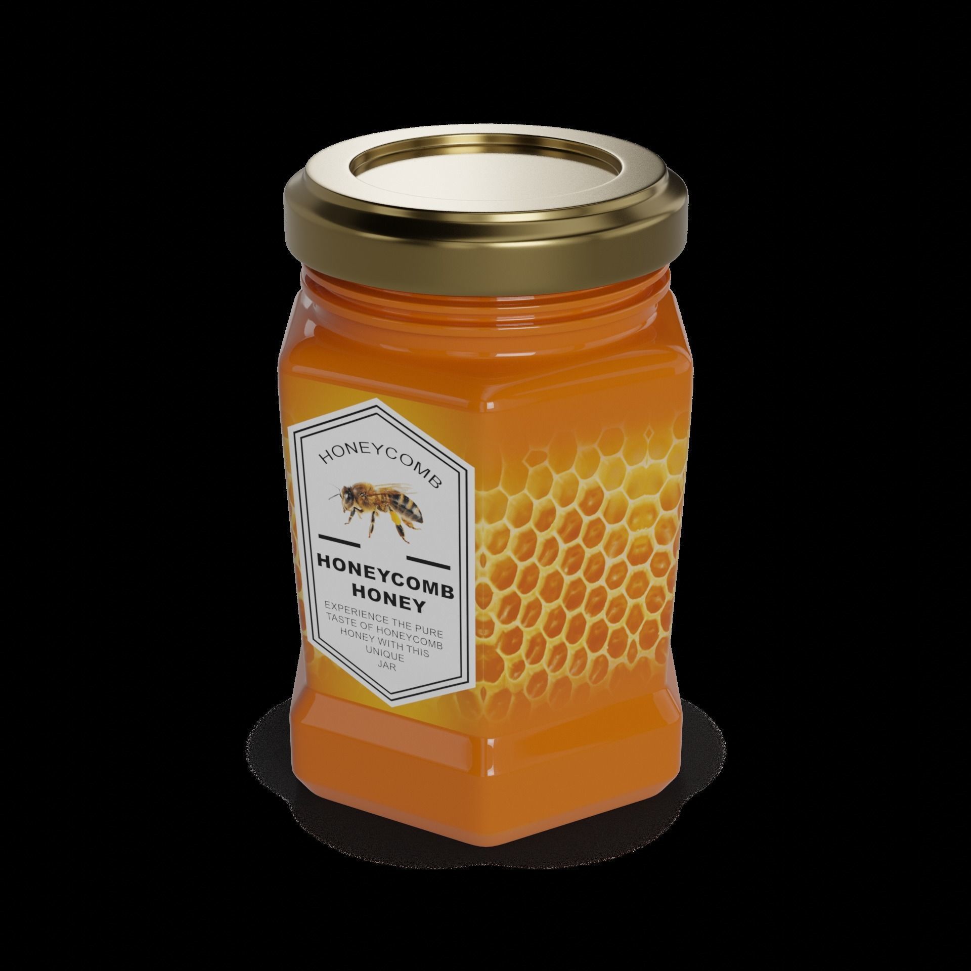 Honey Honeycomb Honey Jar 3D model_1