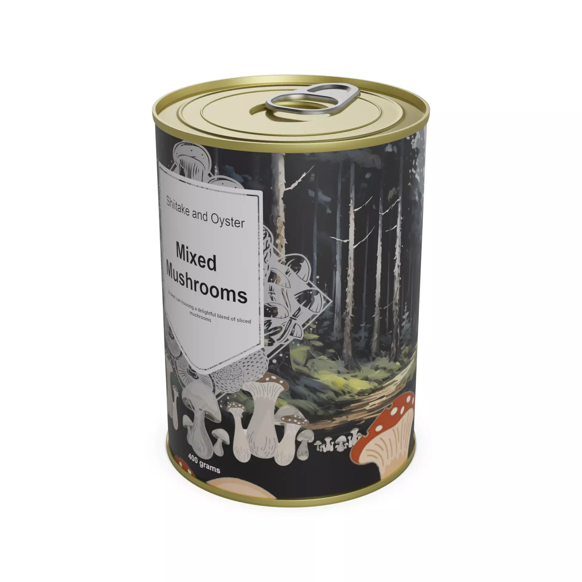 Other preserved vegetables and mixtures Canned Mixed Mushrooms Free low-poly 3D model_0