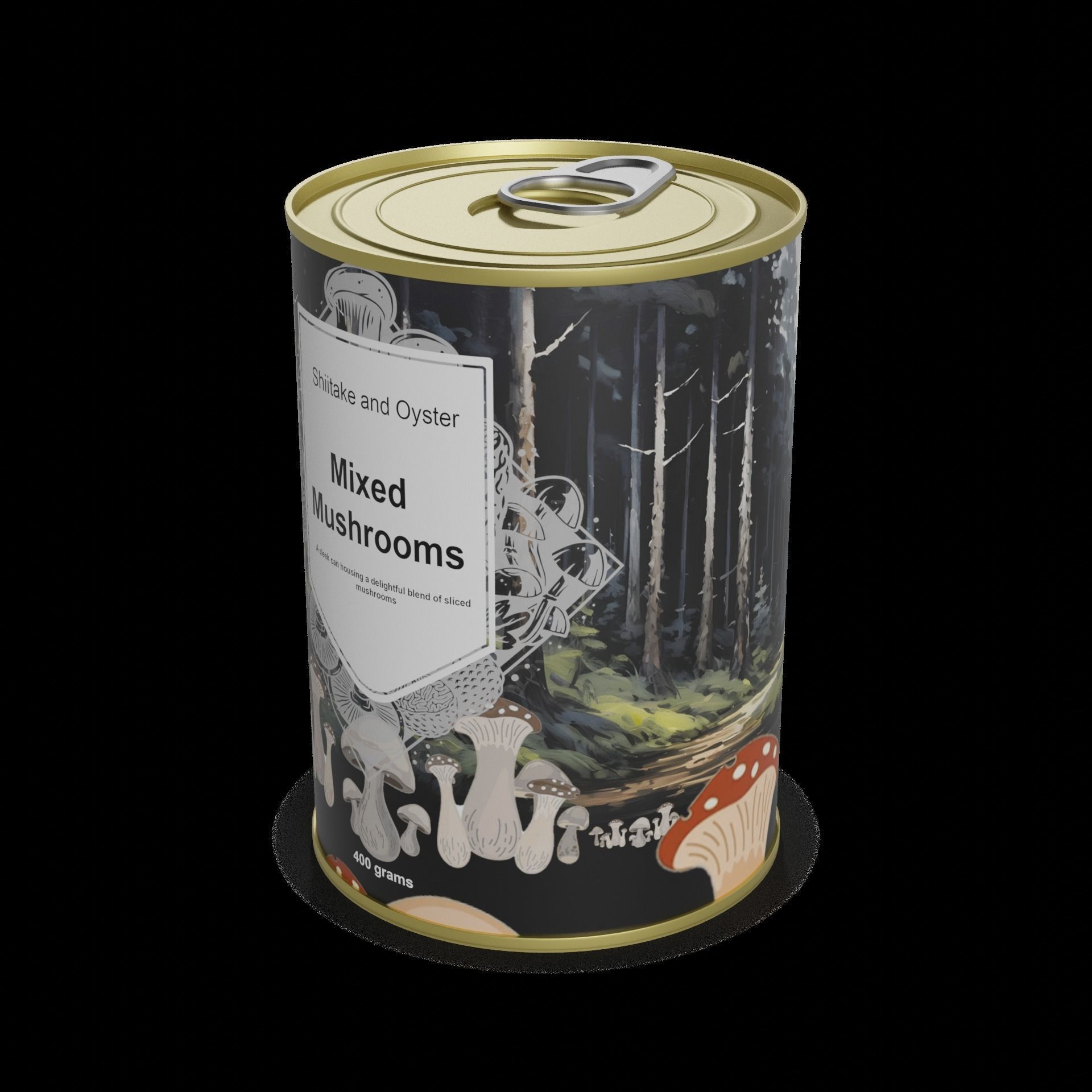 Other preserved vegetables and mixtures Canned Mixed Mushrooms Free low-poly 3D model_1