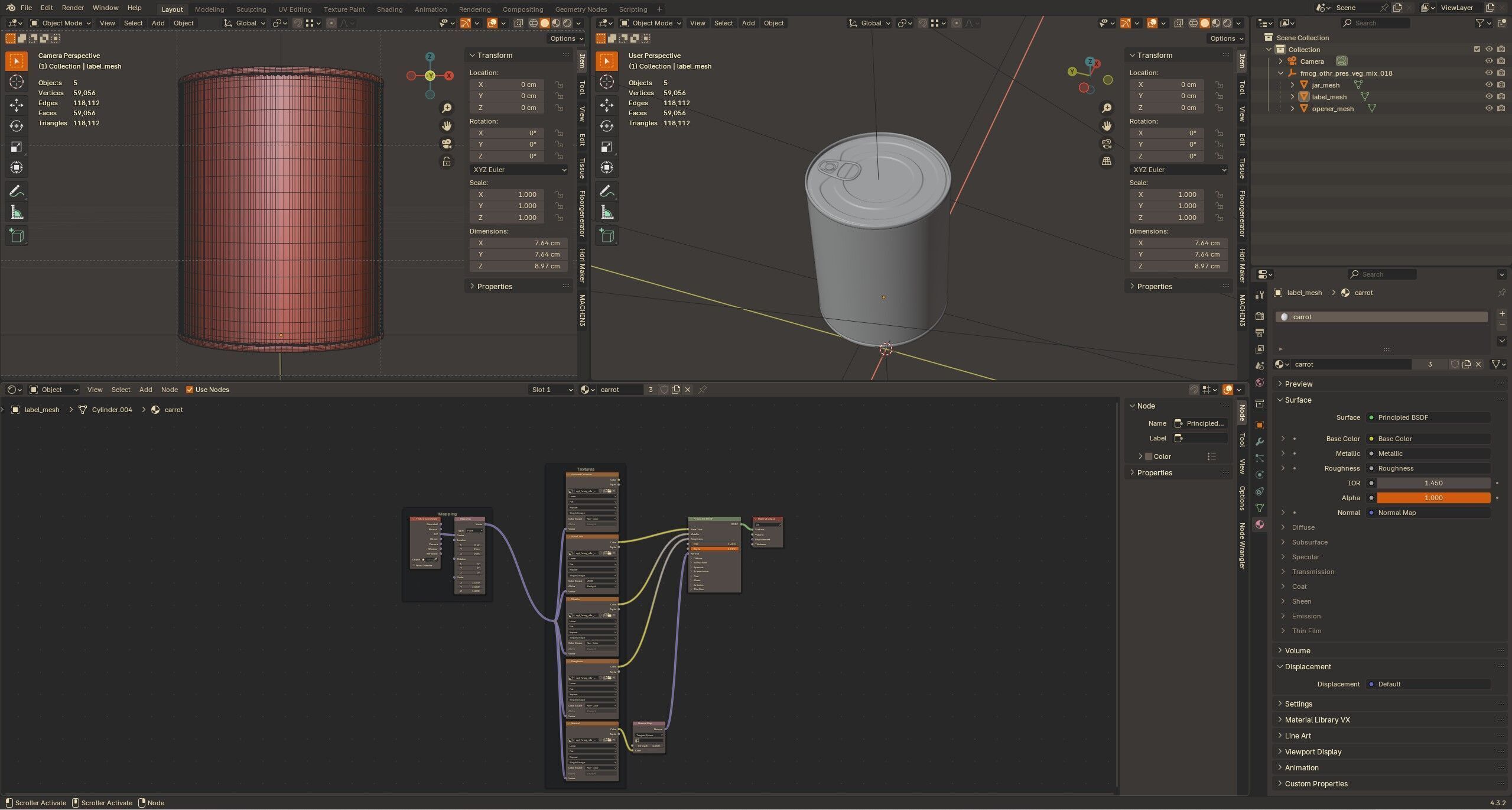 Other preserved vegetables and mixtures Canned Sliced Carrots 3D model_8