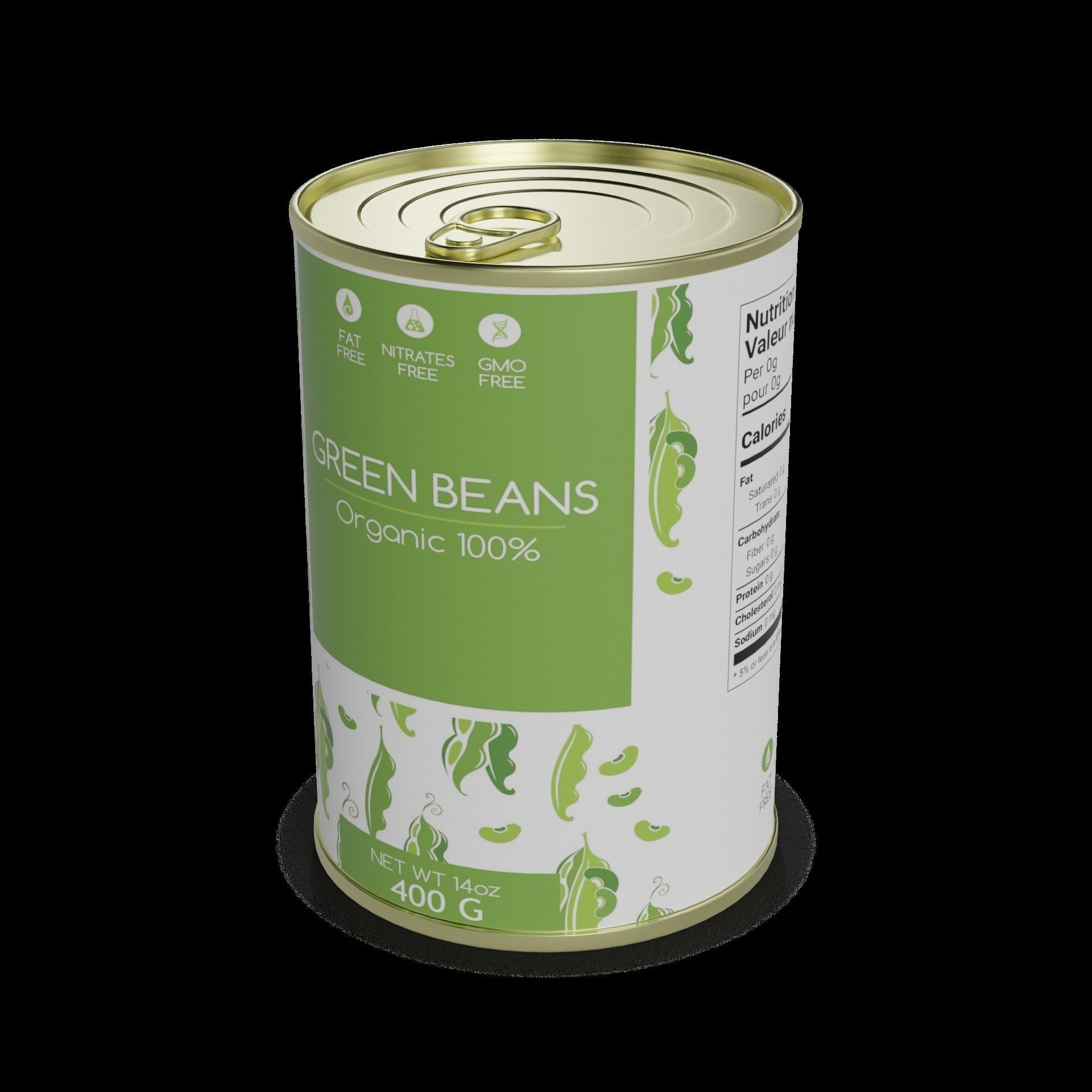 Other preserved vegetables and mixtures Canned Green Beans Low-poly 3D model_1