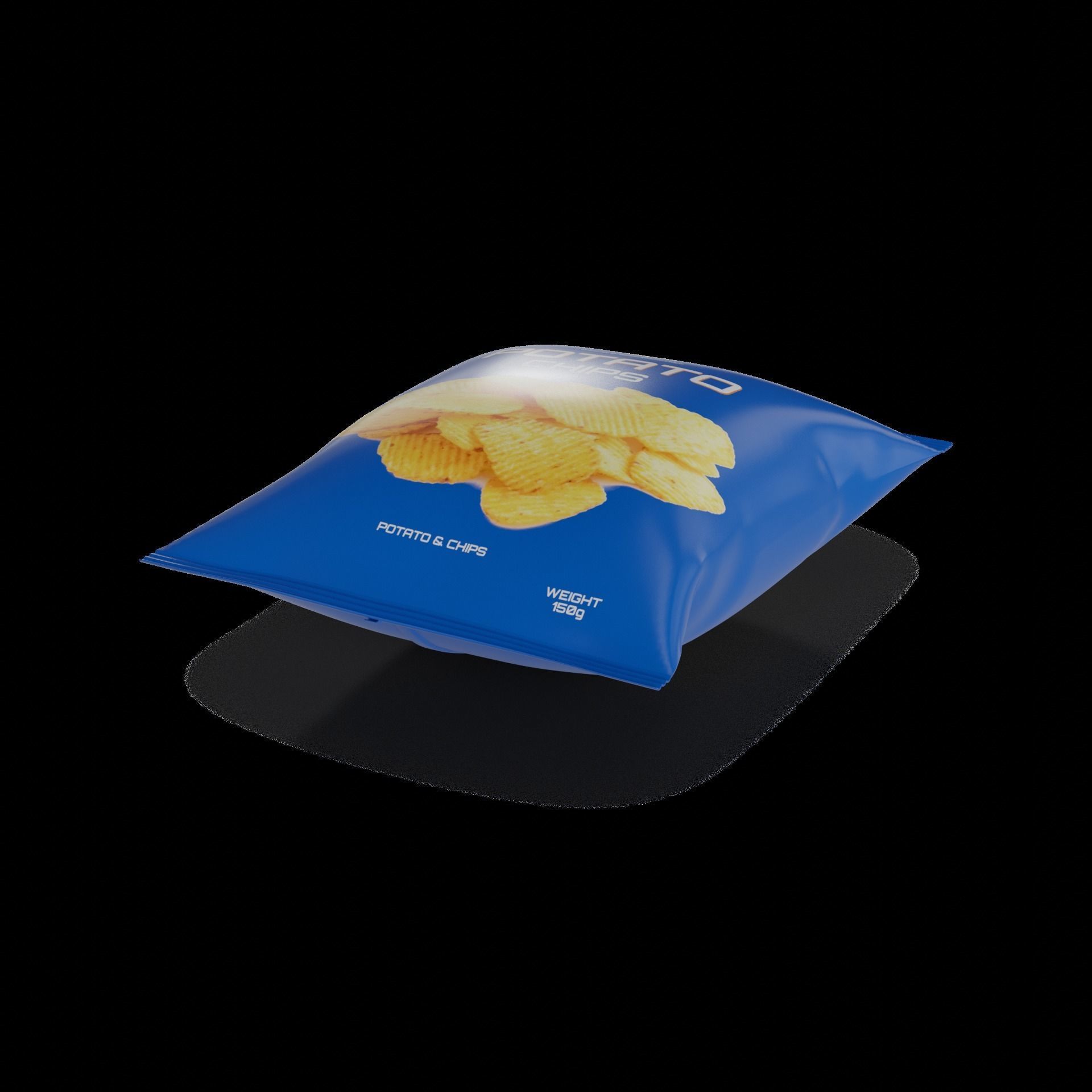 Fried bread and bread chips Potato Chips Low-poly 3D model_1