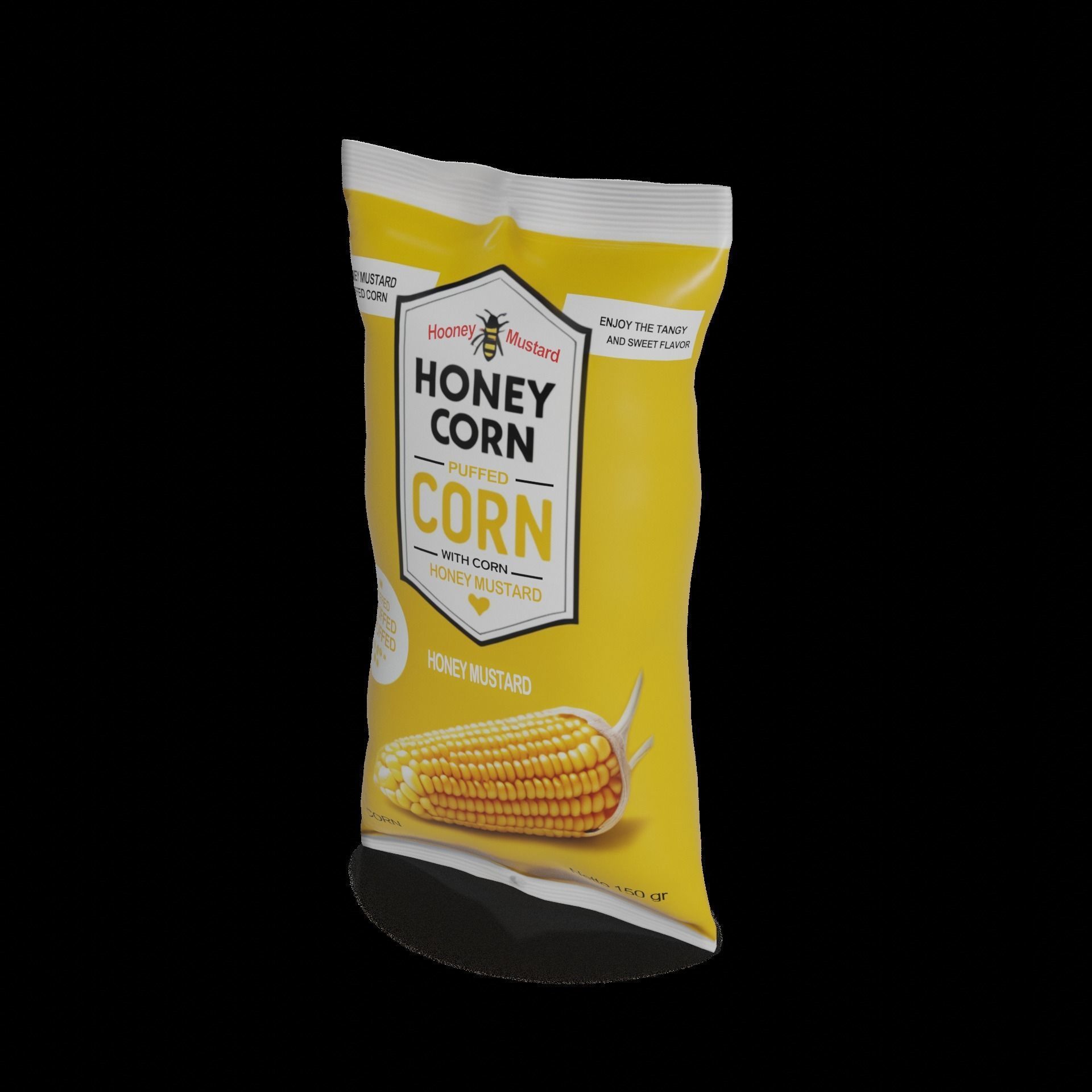 Puffed corn and popcorn Honey Mustard Puffed Corn Low-poly 3D model_1