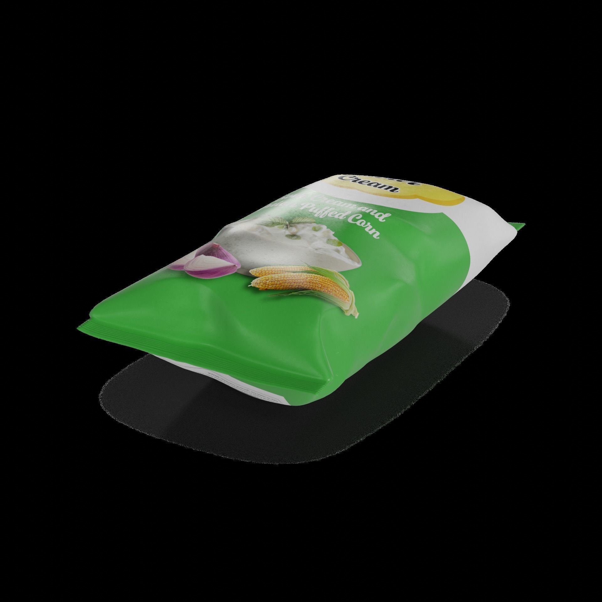 Puffed corn and popcorn Sour Cream and Onion Puffed Corn Low-poly 3D model_1