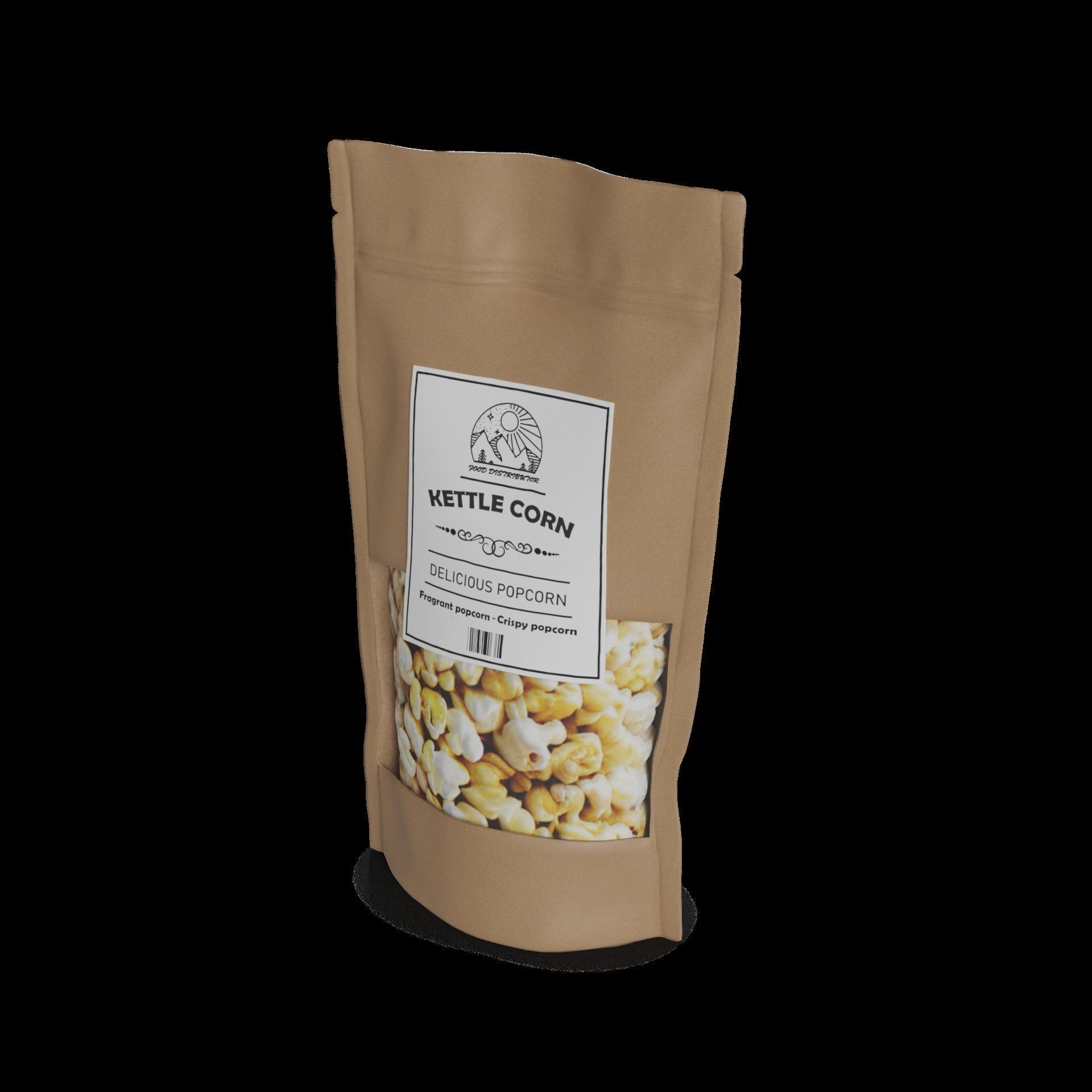 Puffed corn and popcorn Kettle Corn Low-poly 3D model_1