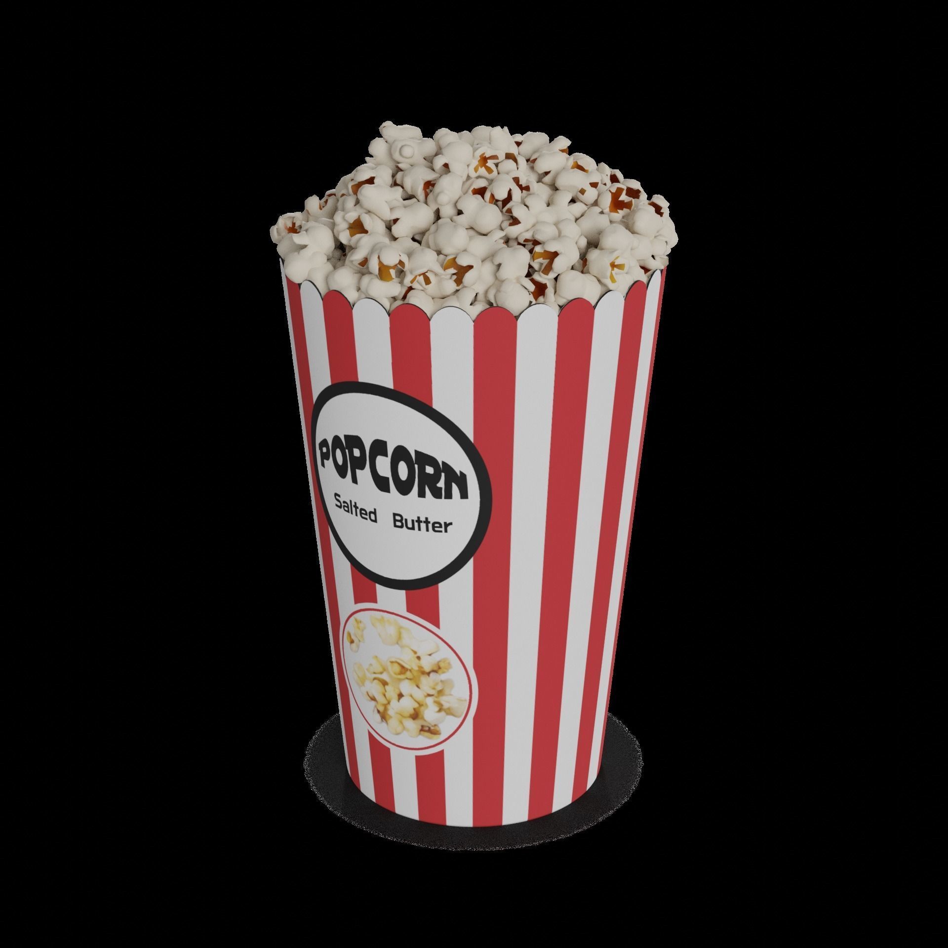 Puffed corn and popcorn Popcorn 3D model_1