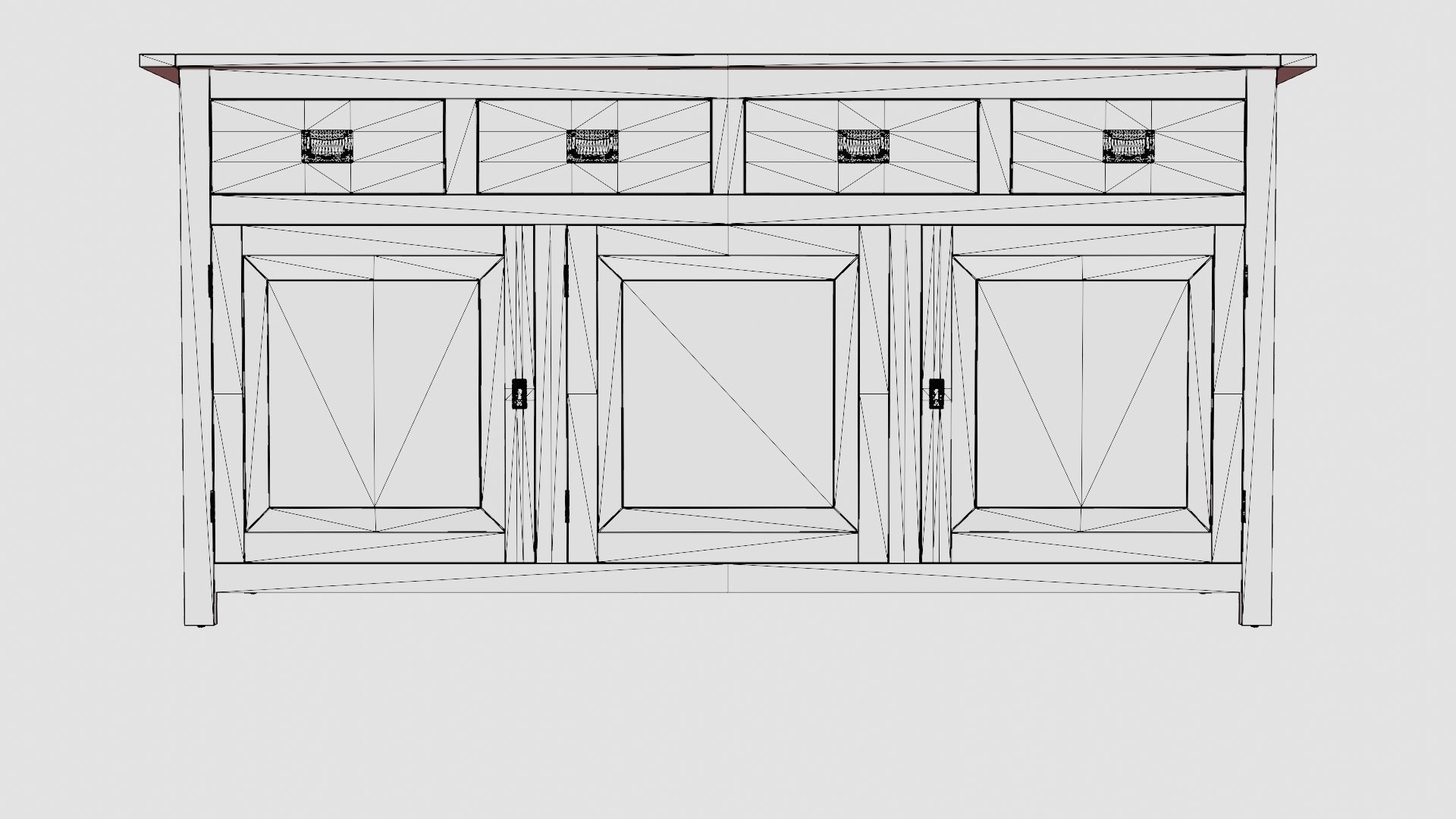 Hyannis sideboard rich brown Low-poly 3D model_6