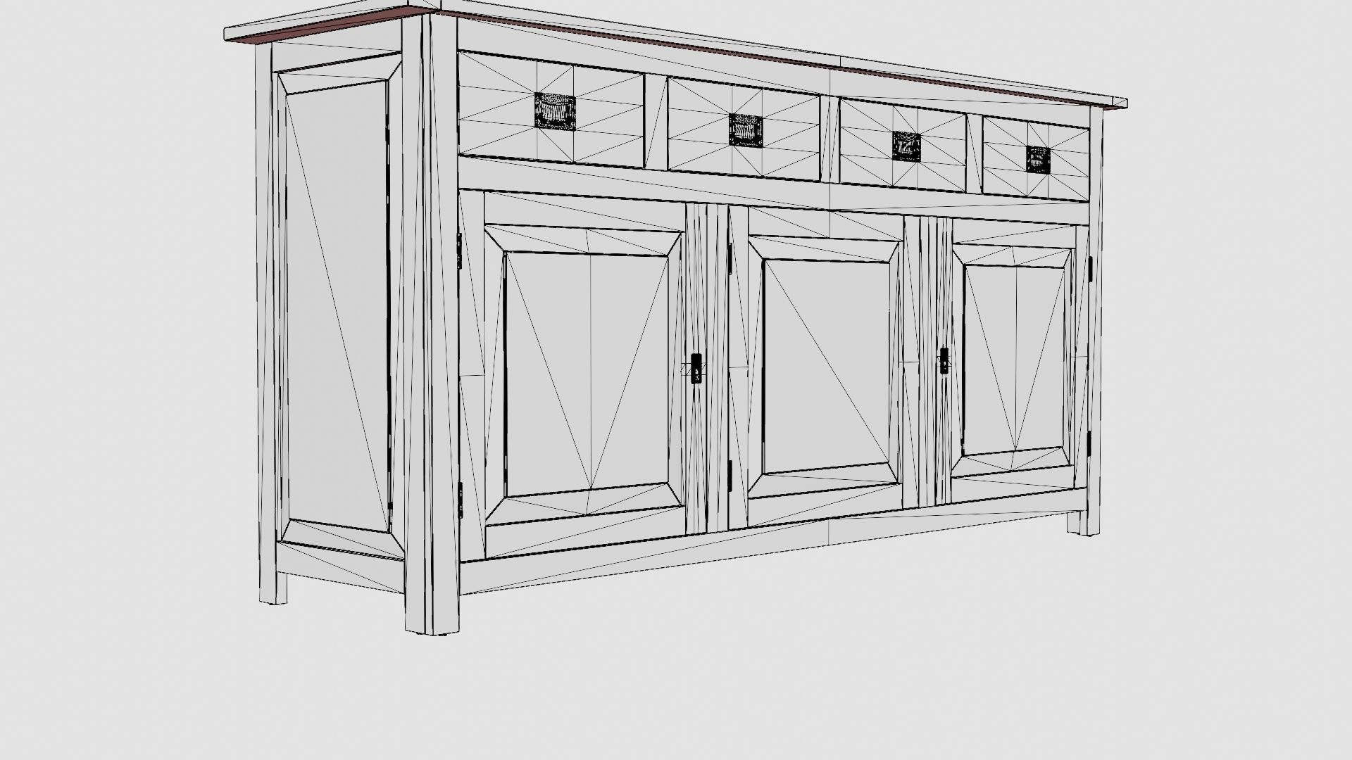 Hyannis sideboard rich brown Low-poly 3D model_7