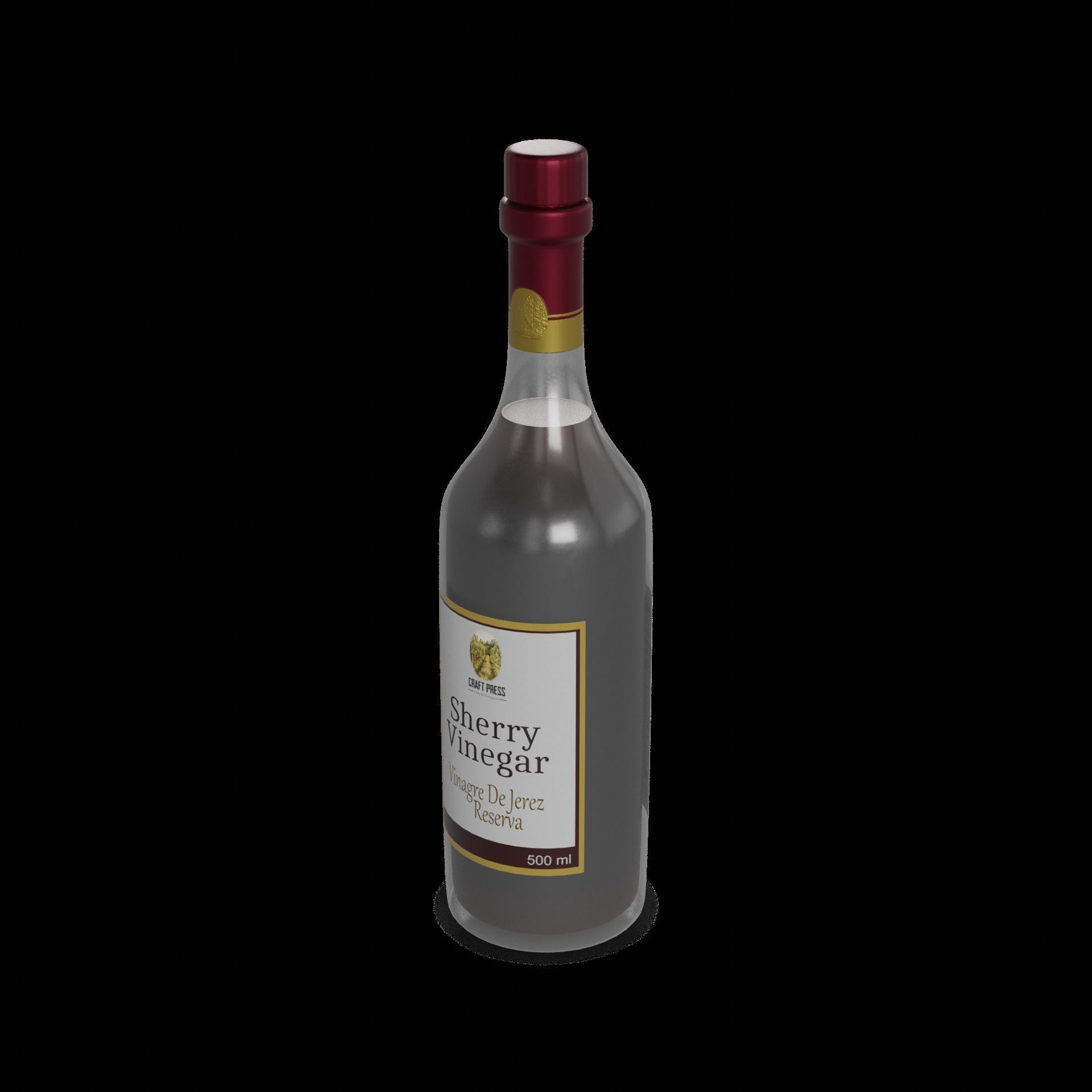 Vinegar and concentrated lemon juice Sherry Wine Vinegar Low-poly 3D model_1