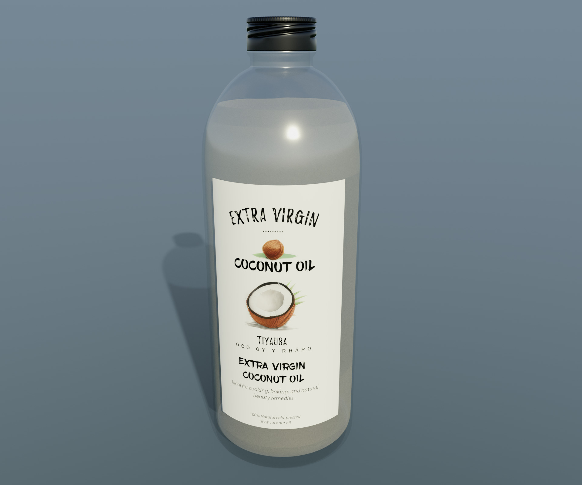 Coconut oil Coconut Oil Low-poly 3D model_4