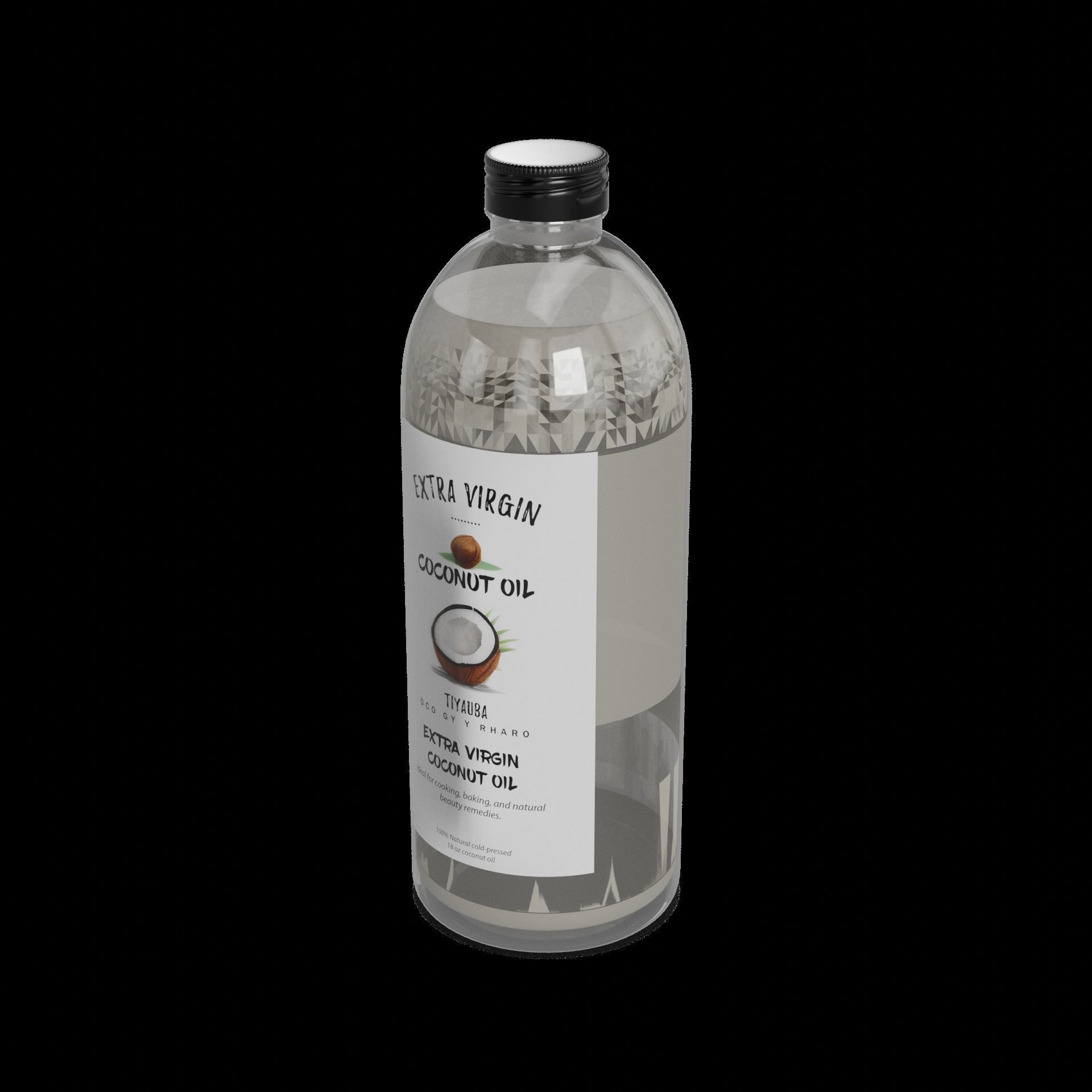 Coconut oil Coconut Oil Low-poly 3D model_6