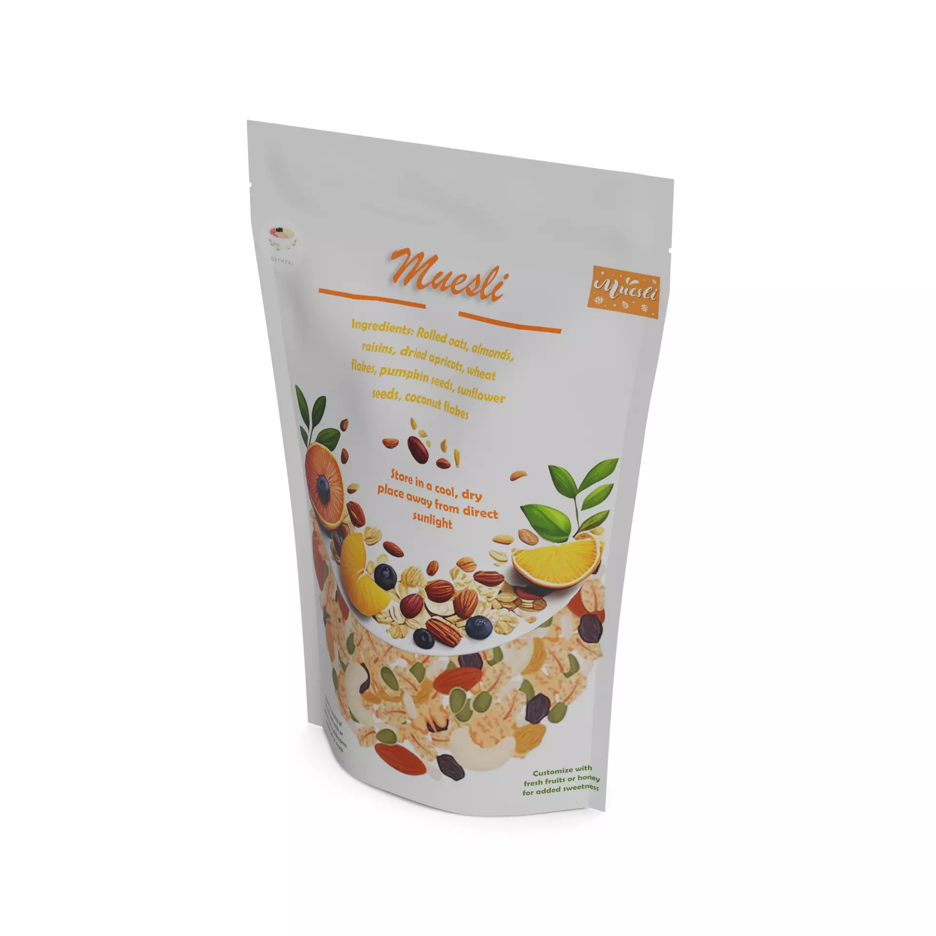 Dry breakfast and cereal Muesli Low-poly 3D model_0
