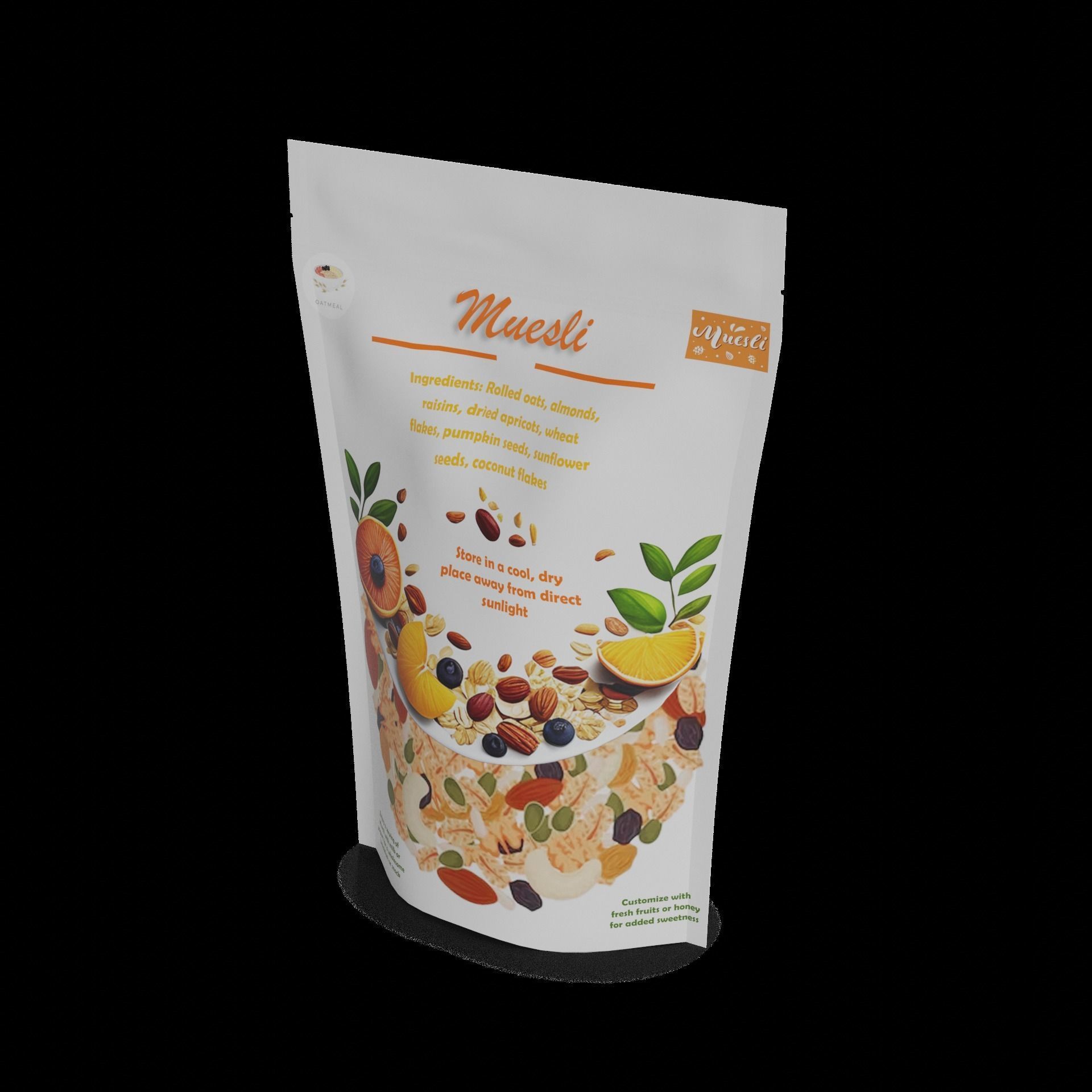 Dry breakfast and cereal Muesli Low-poly 3D model_1