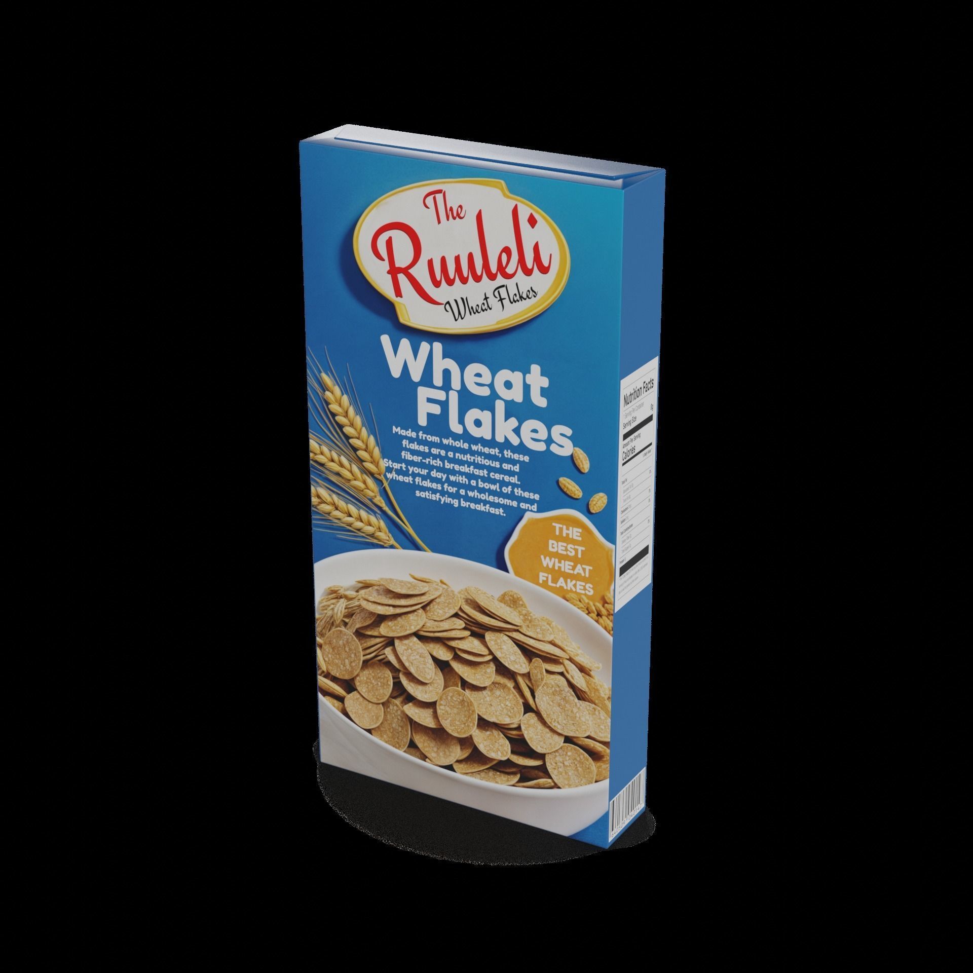 Dry breakfast and cereal Wheat Flakes Low-poly 3D model_1