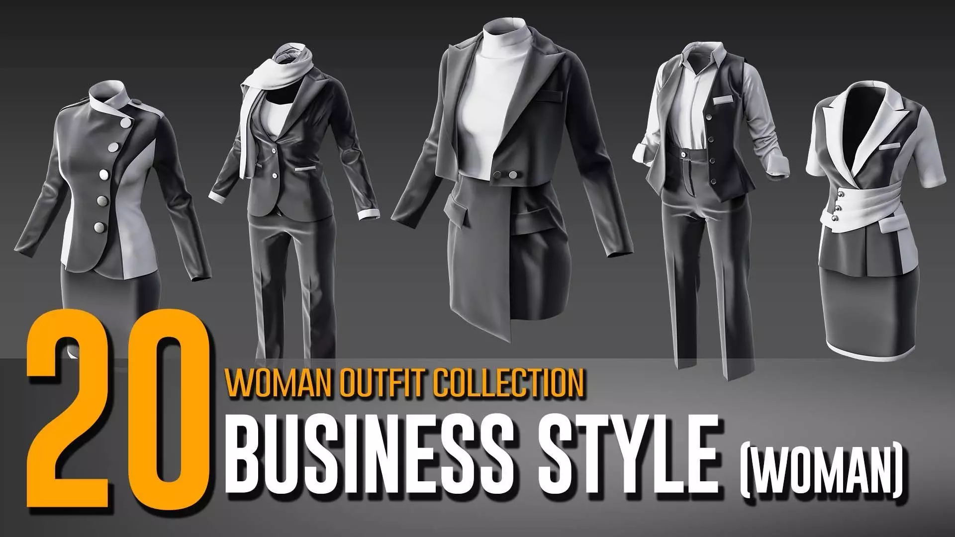 20 Women Business Style Wear Collection- VOL 16 3D model_0
