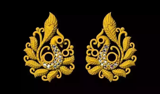 Peacock Stud Earrings 3dm file