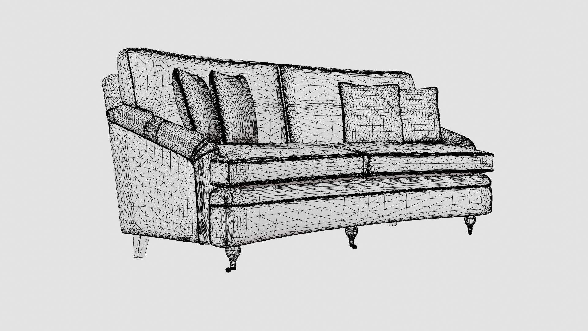 Howard sofa indigo Low-poly 3D model_7