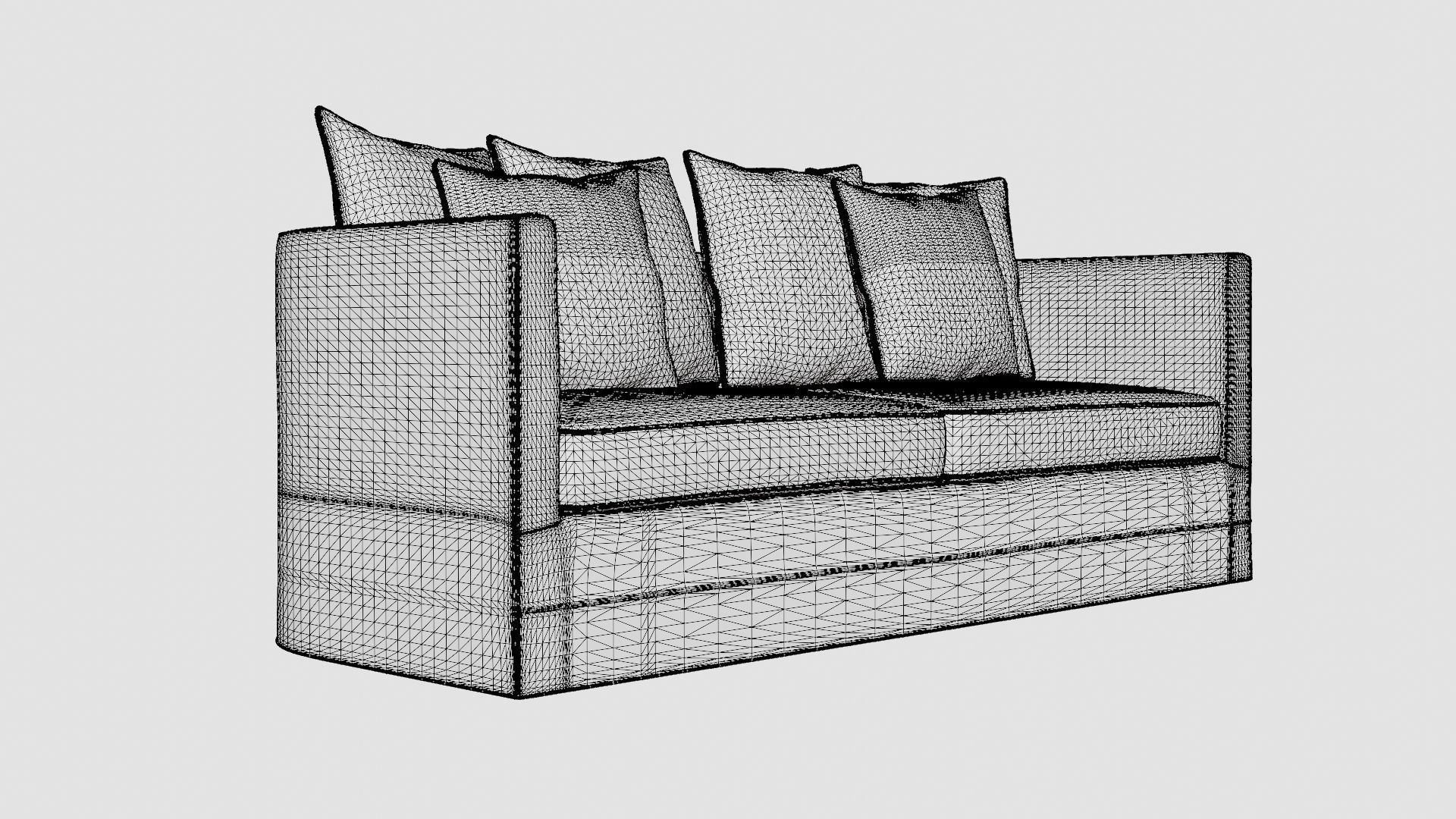 Monroe sofa off-white Low-poly 3D model_7
