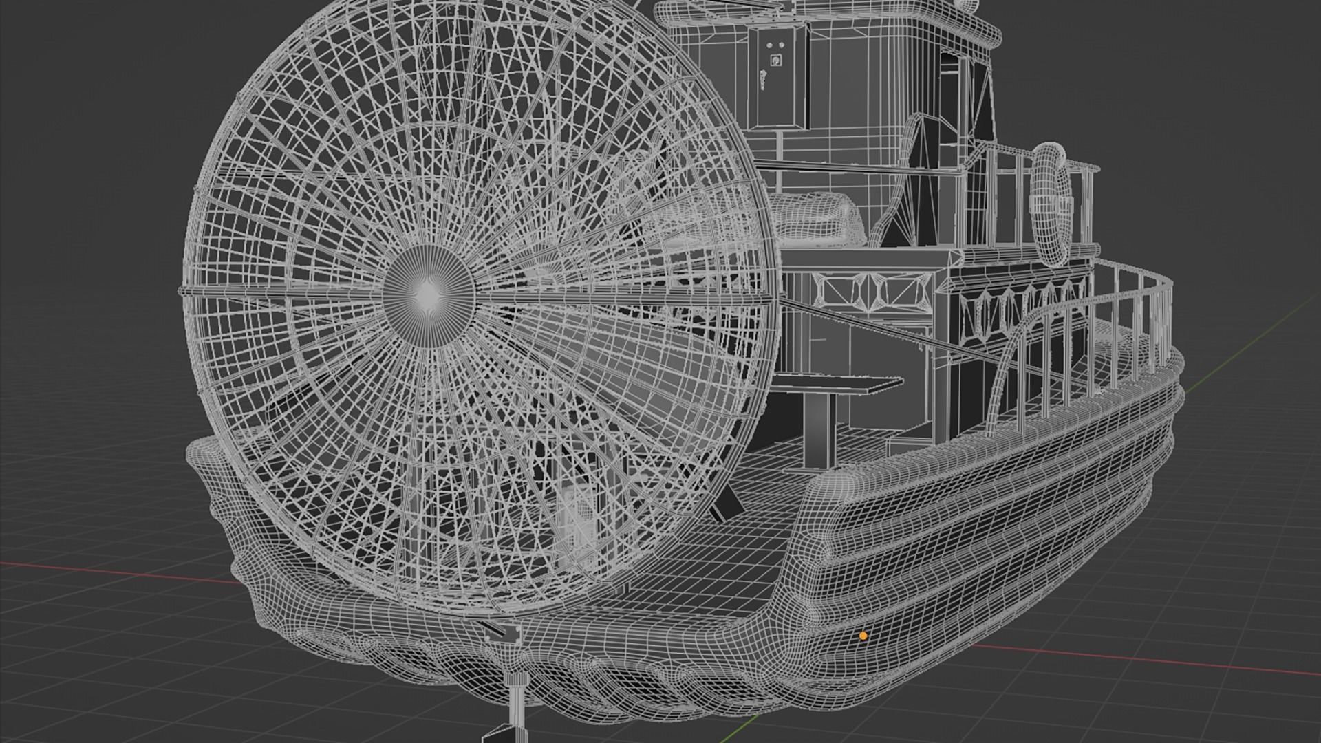 Antique Recreational Blue Airboat Low-poly 3D model_12