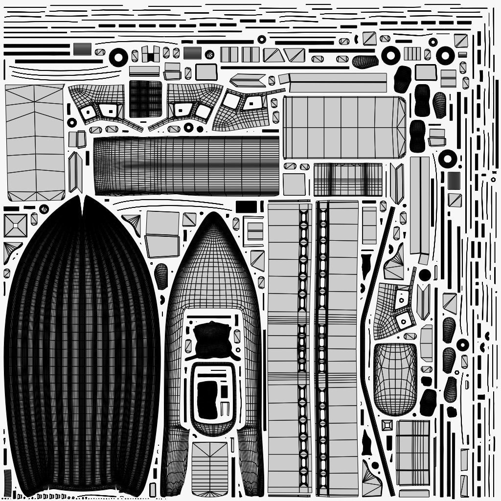 Antique Recreational Blue Airboat Low-poly 3D model_15