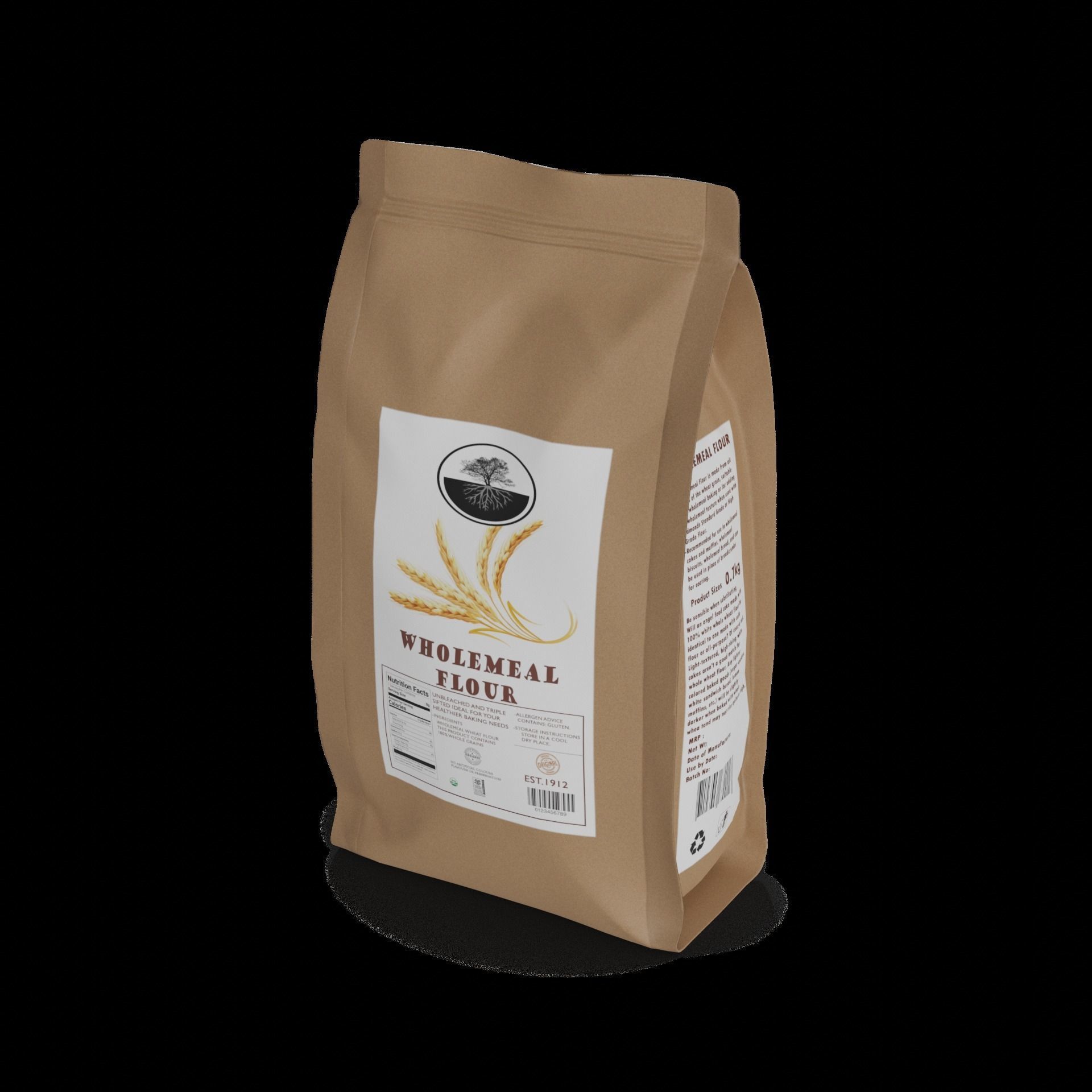 Wholemeal flour Wholemeal Flour Low-poly 3D model_1