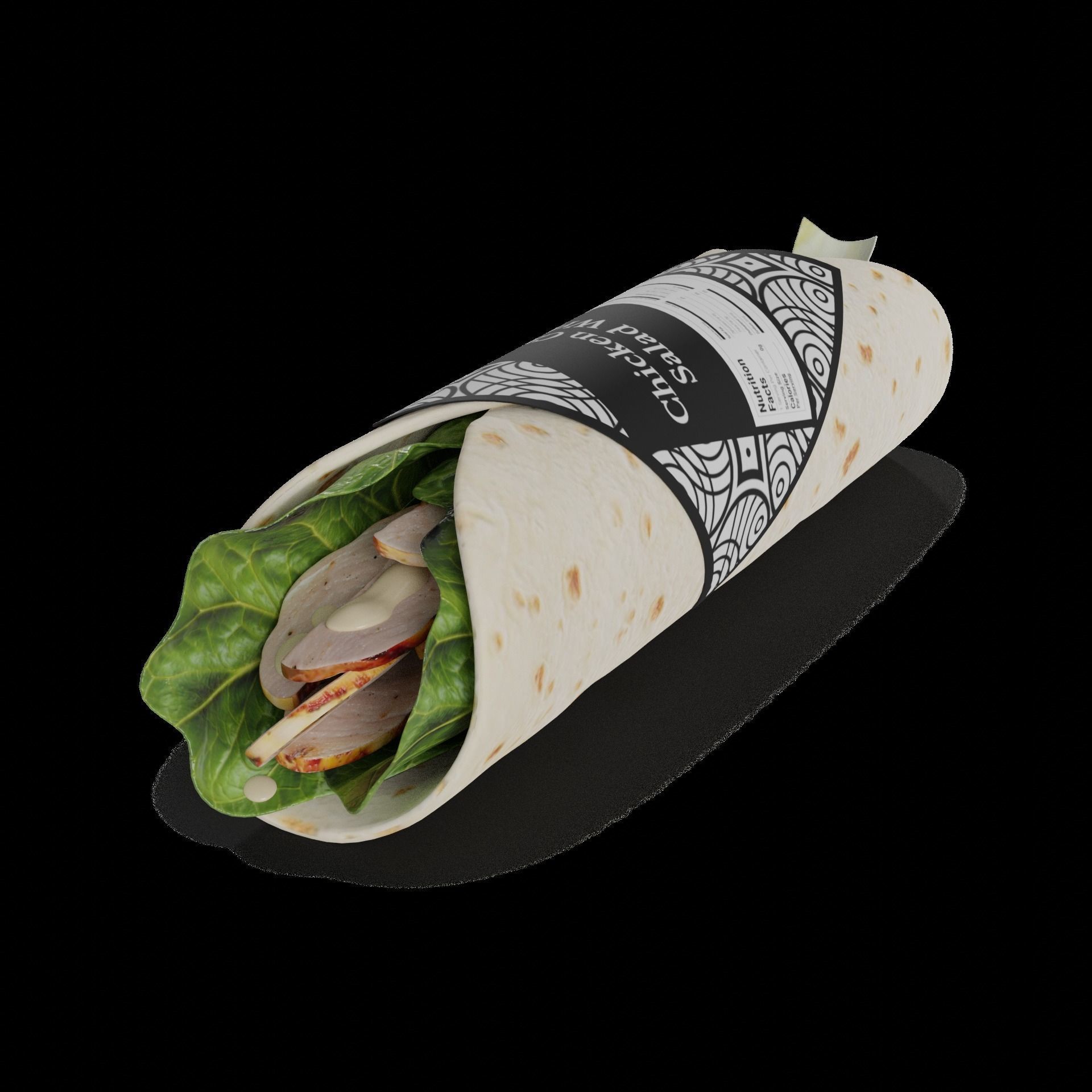 Sandwiches Chicken Caesar Salad Wrap 3D model_1