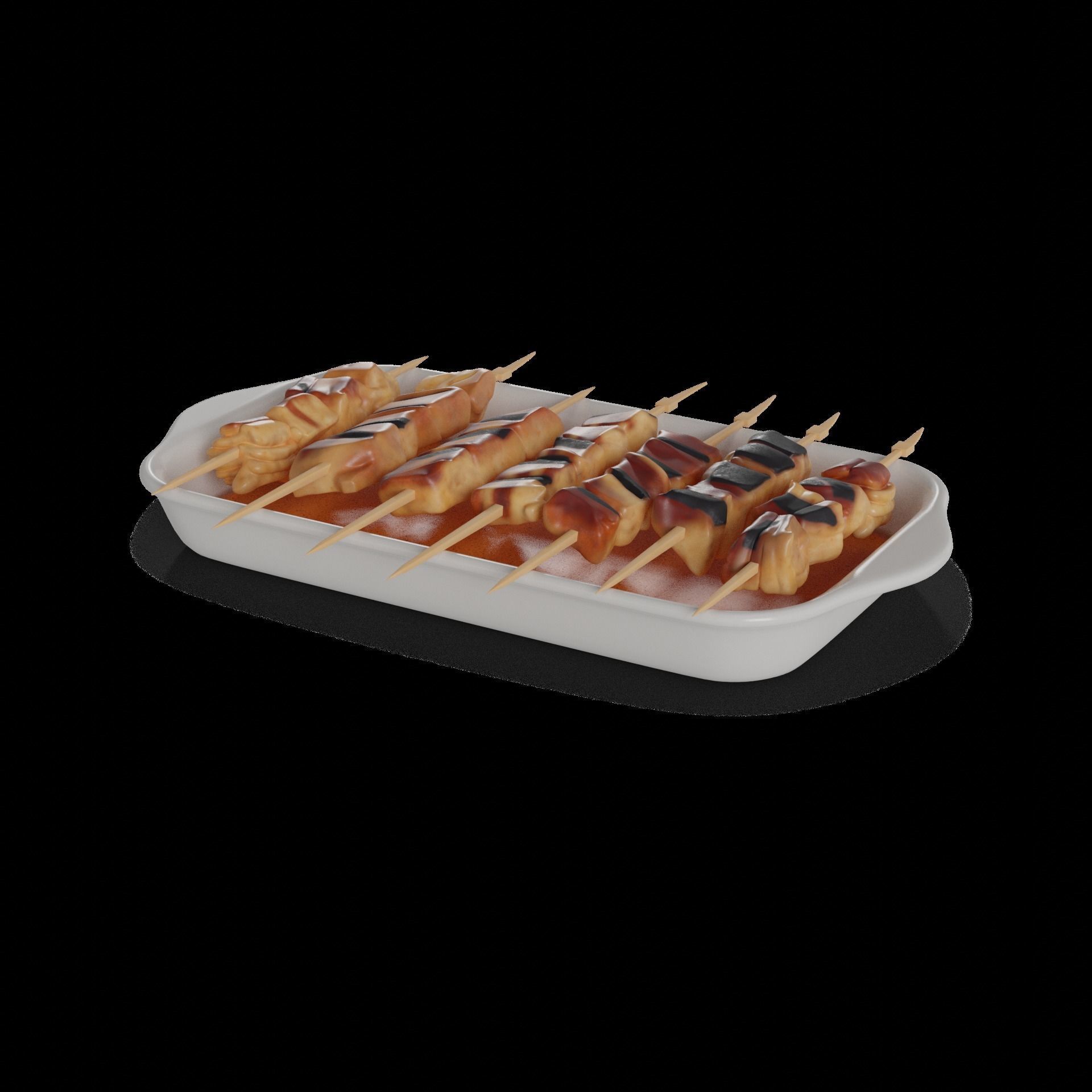 Snacks Chicken Satay Skewers 3D model_1
