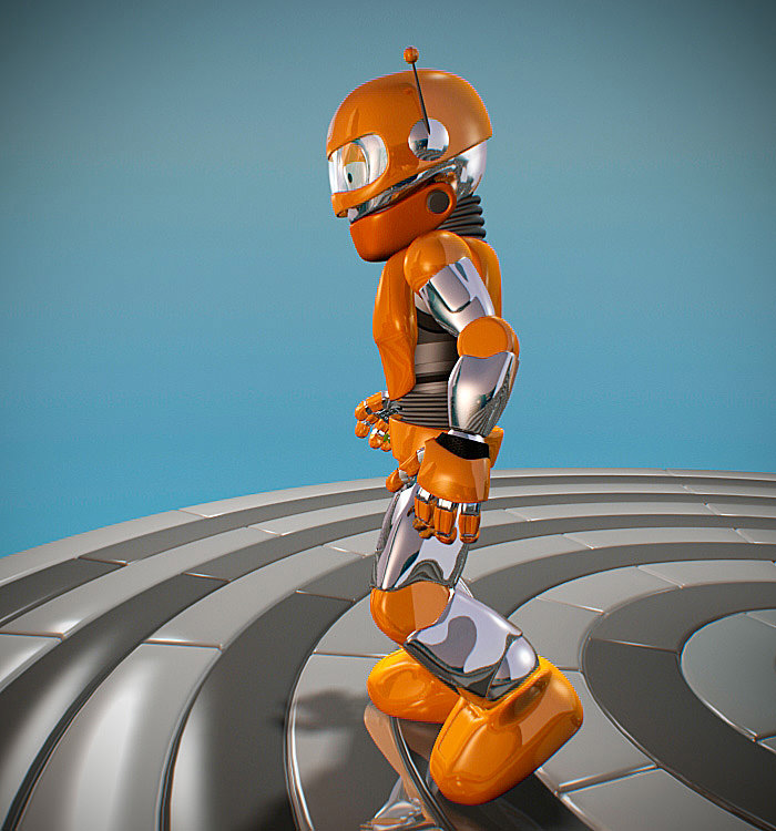 Roborob orange robot 3D model_4