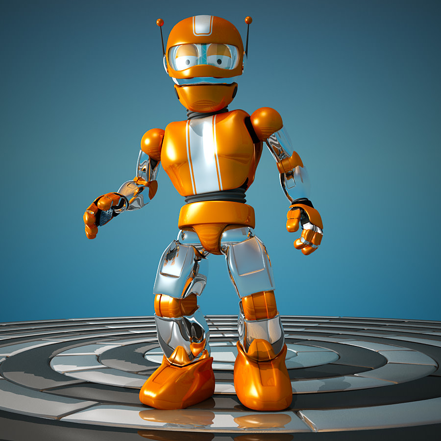 Roborob orange robot 3D model_3