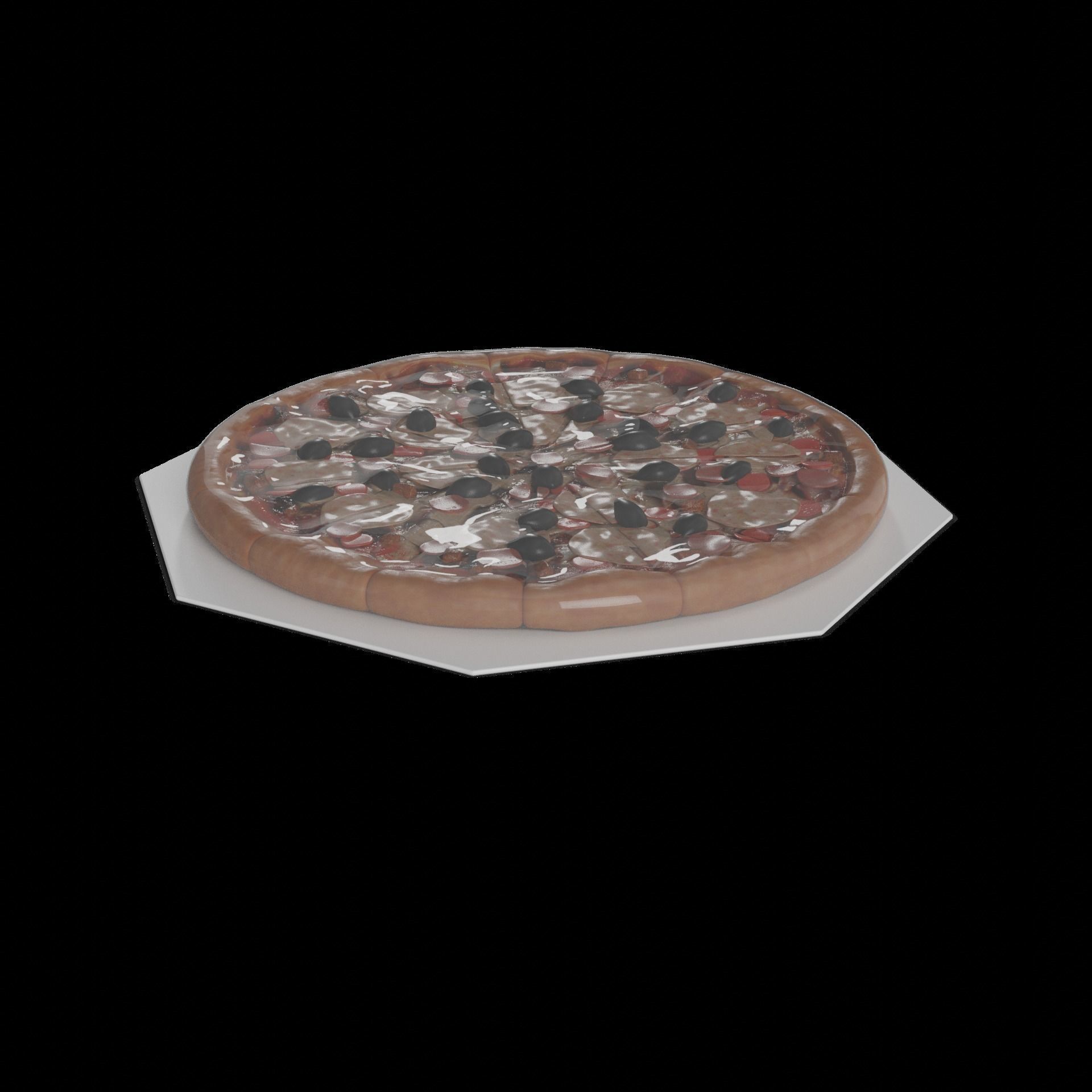 Pasties dumplings and pizzas Meat Feast Pizza 3D model_1