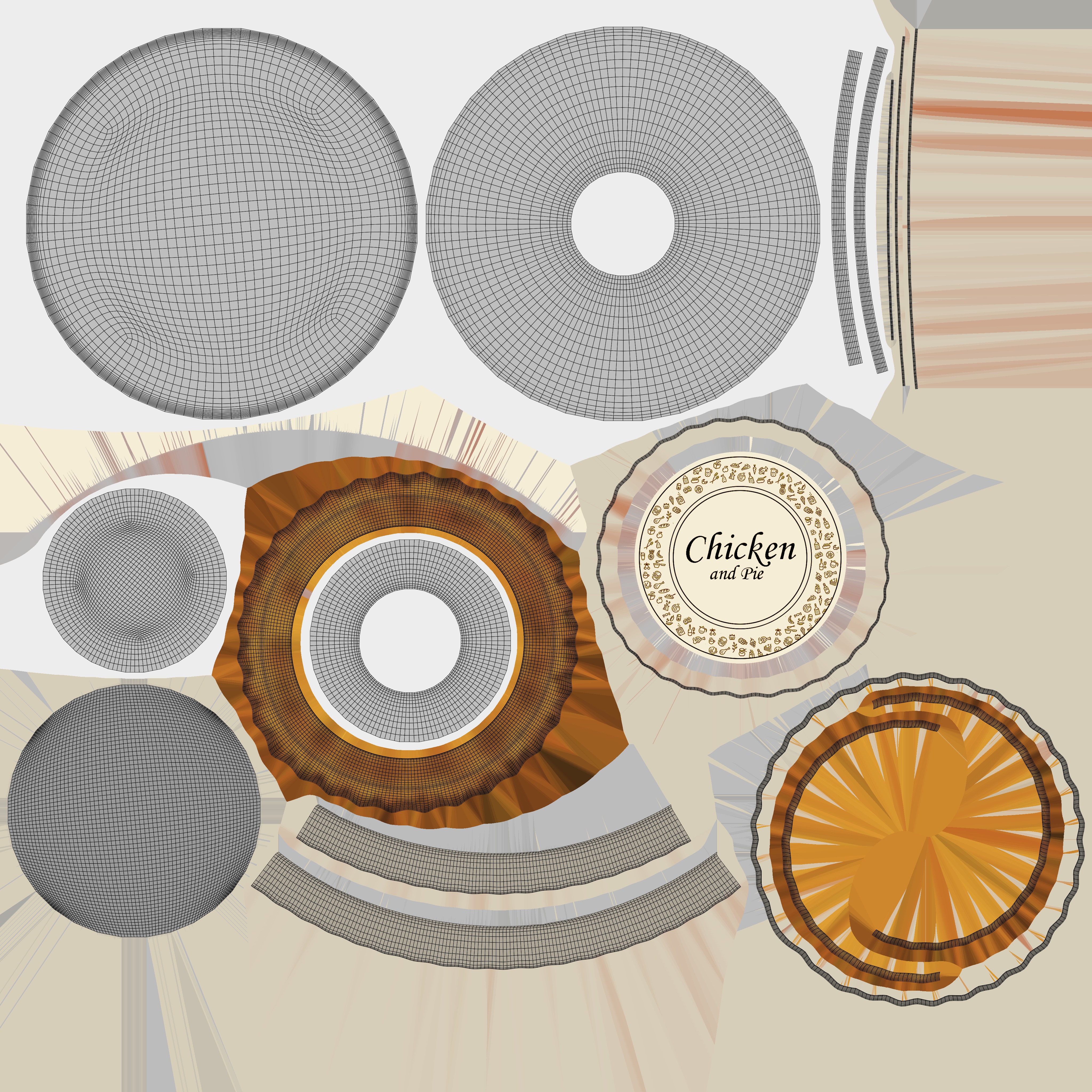 Pasties dumplings and pizzas Chicken and Mushroom Pie 3D model_7