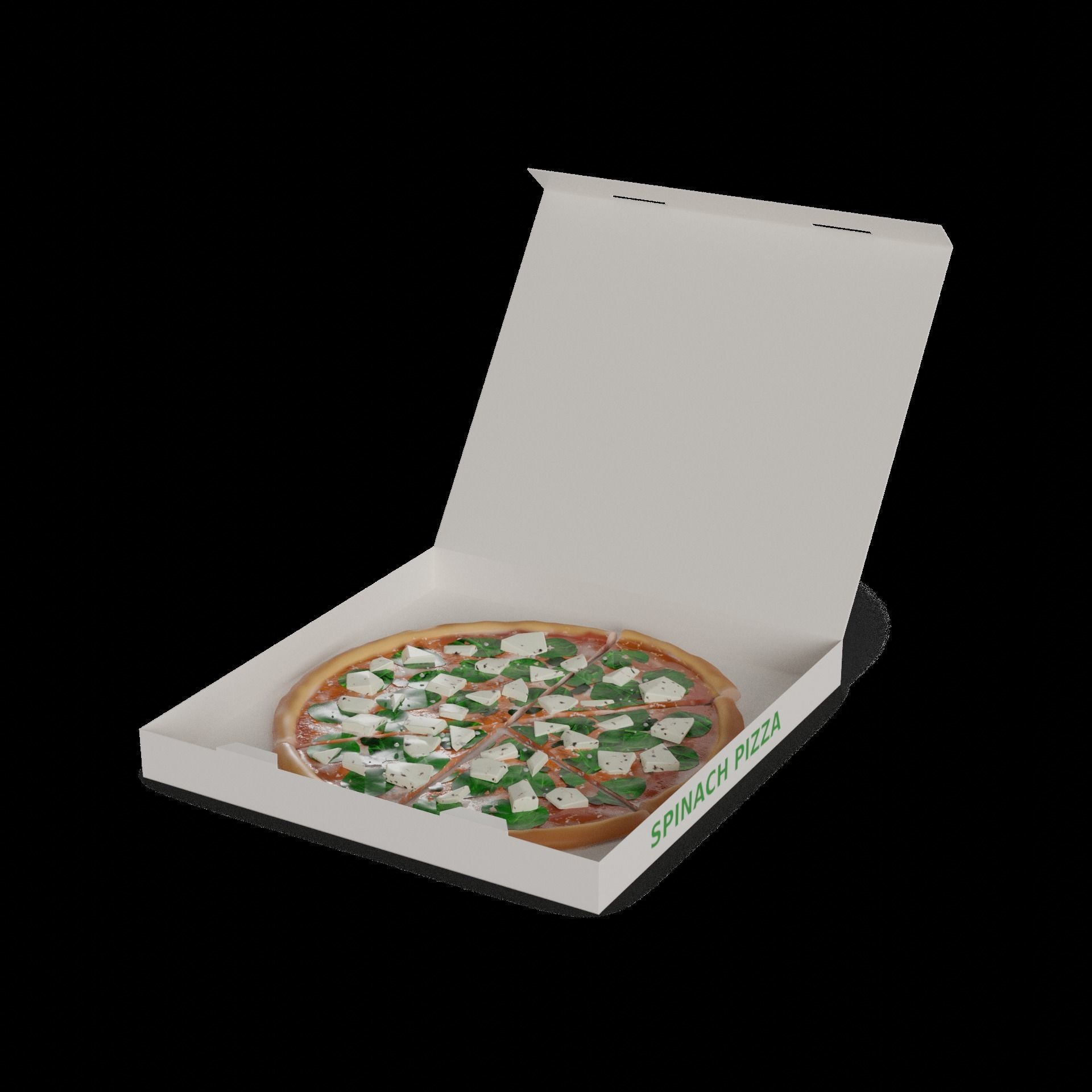 Pasties dumplings and pizzas Spinach and Feta Pizza Low-poly 3D model_1