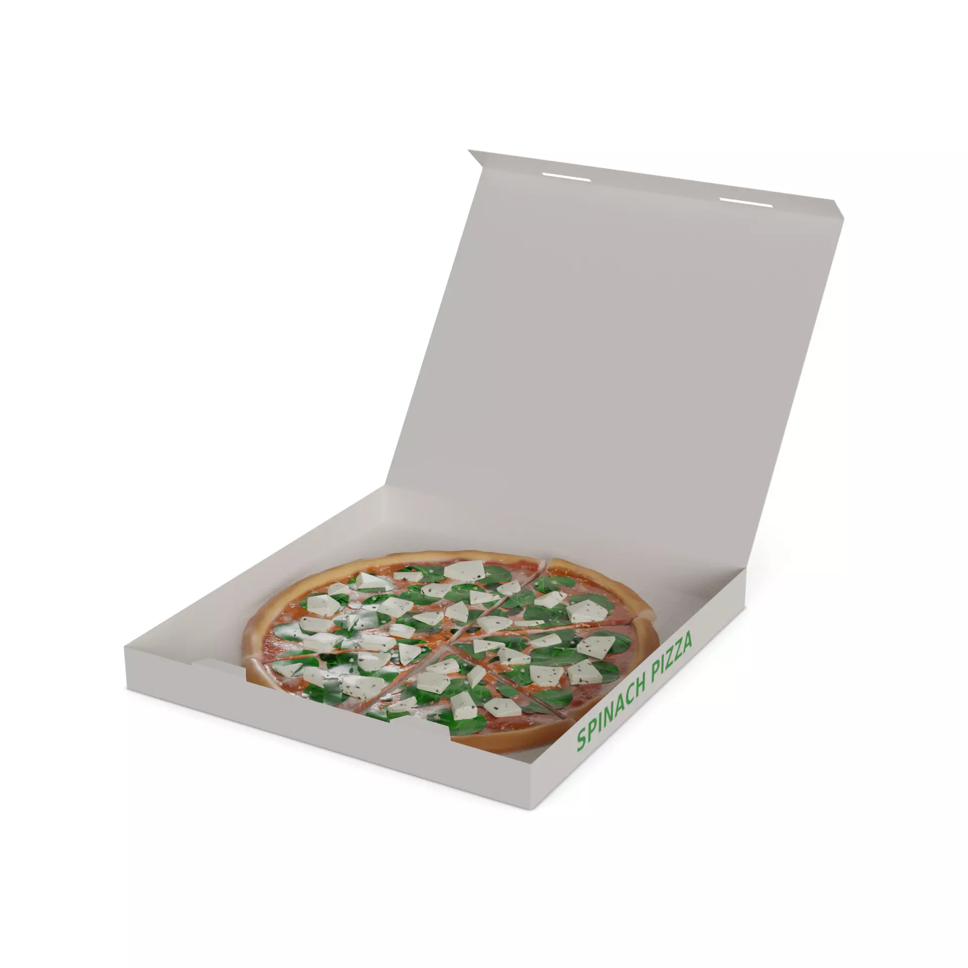 Pasties dumplings and pizzas Spinach and Feta Pizza Low-poly 3D model_0