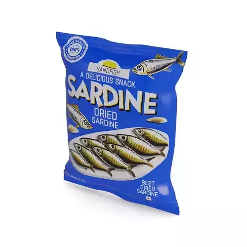 Dried fish and seafood Dried Sardine Snacks Low-poly 3D model