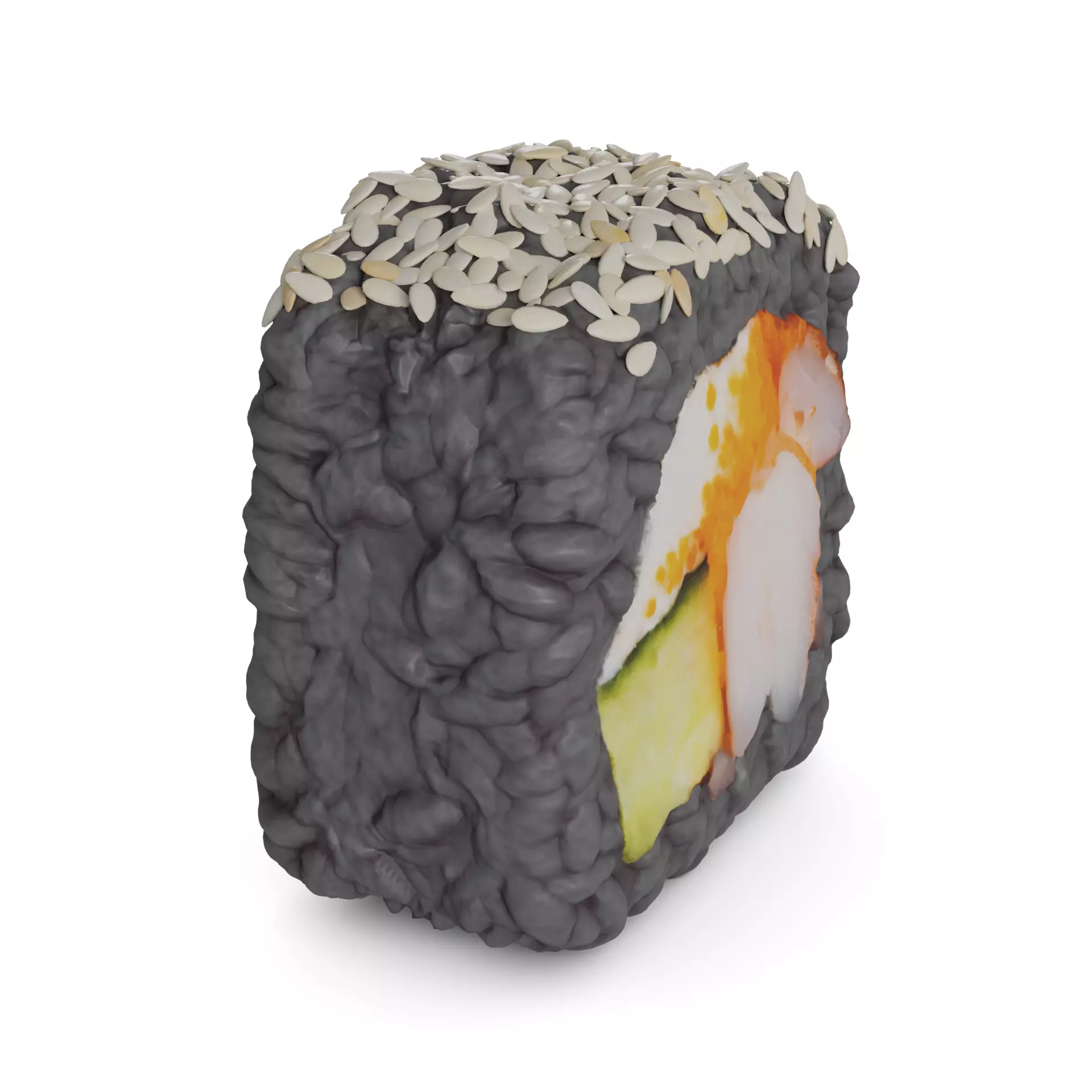 Sushi Tiger shrimp masago caviar cucumber cream sesame seeds 3D model