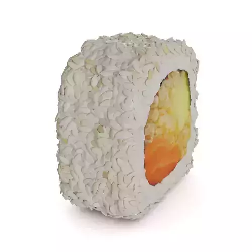 Sushi Salmon tempura chips cucumber mayonnaise sesame seeds