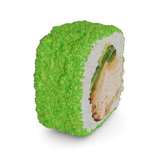 Sushi Crispy salmon masago caviar cream onion leaves 3D model