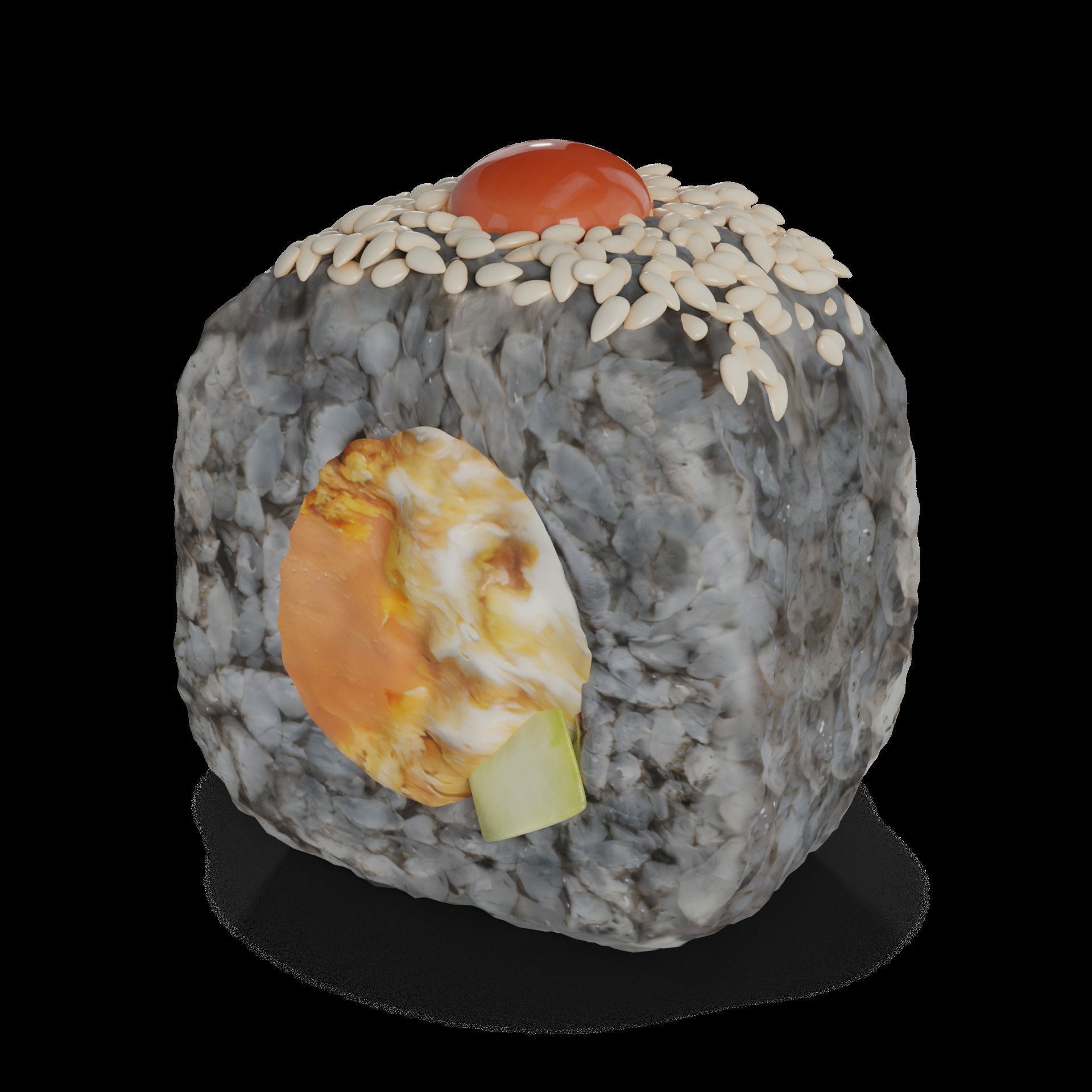 Sushi Smoked salmon cucumber onion chips cream chili sauce se... 3D model_1