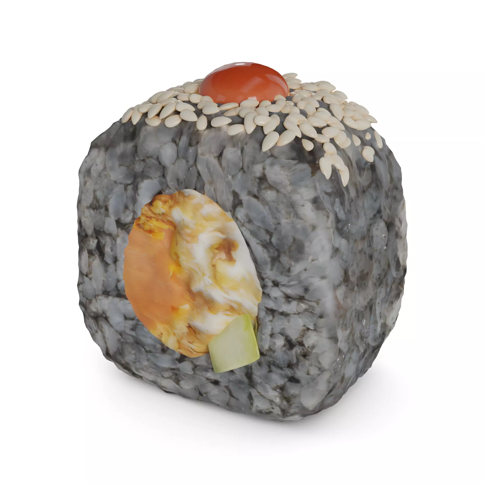 Sushi Smoked salmon cucumber onion chips cream chili sauce se... 3D model_0