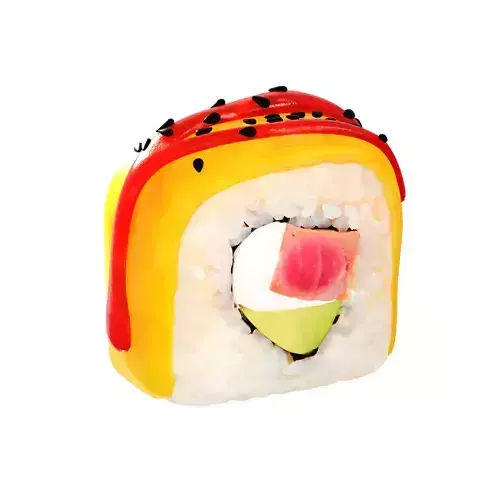 Sushi Seared tuna avocado cream mango sesame seeds chili sauce 3D model