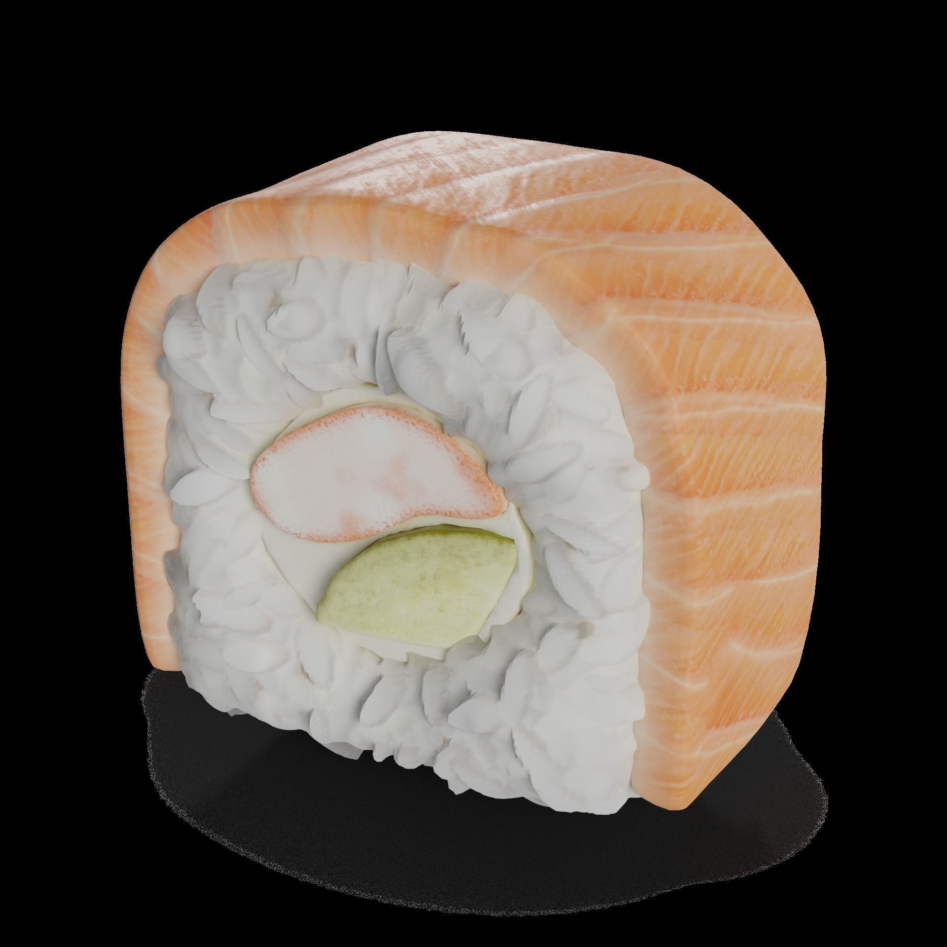 Sushi Salmon tiger prawn cucumber cream 3D model_1