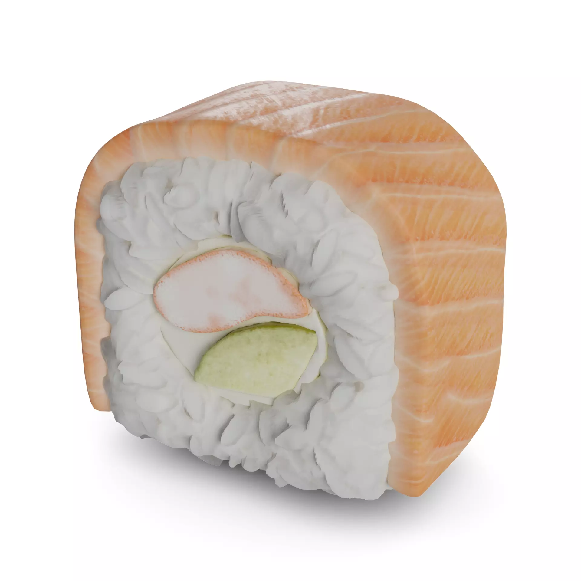 Sushi Salmon tiger prawn cucumber cream 3D model_0
