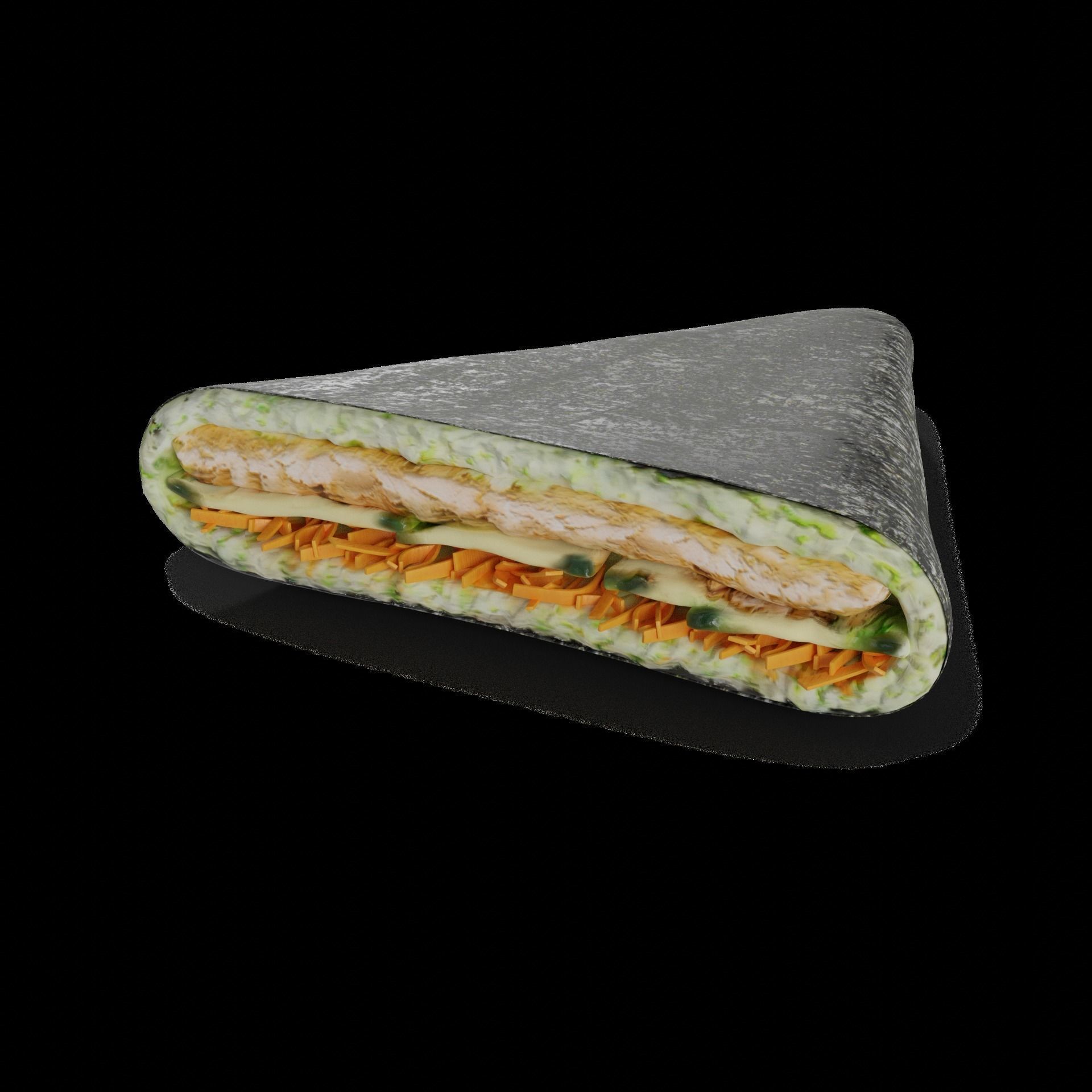 Sushi Crispy salmon masago caviar fried carrot cucumber mayon... 3D model_1
