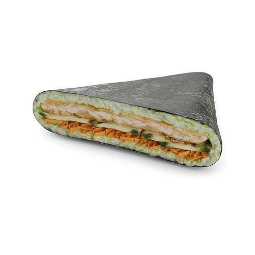 Sushi Crispy salmon masago caviar fried carrot cucumber mayon... 3D model