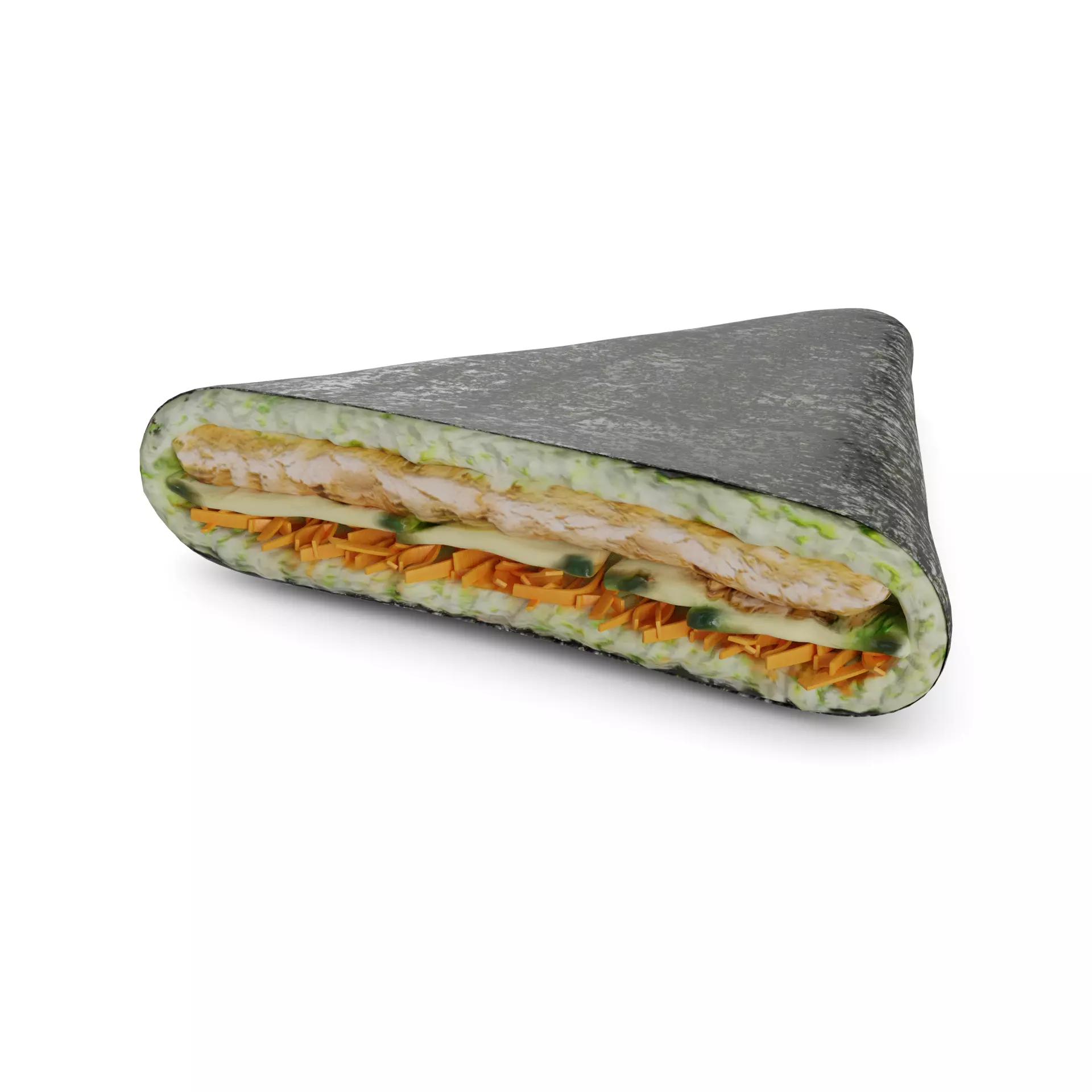 Sushi Crispy salmon masago caviar fried carrot cucumber mayon... 3D model_0